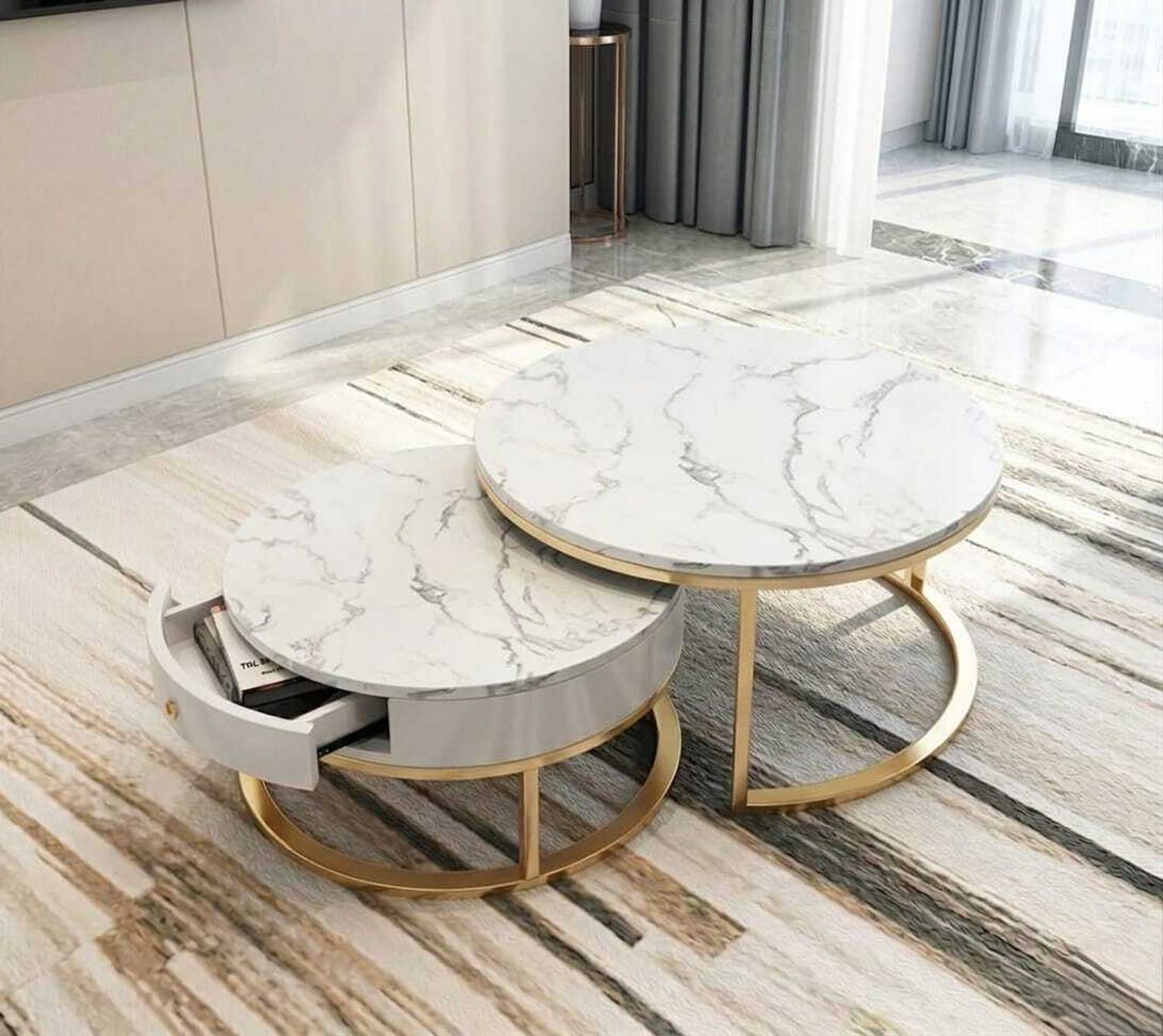 FLORIVA Modern Nesting Coffee Tables Set of 2 for Living Room and
