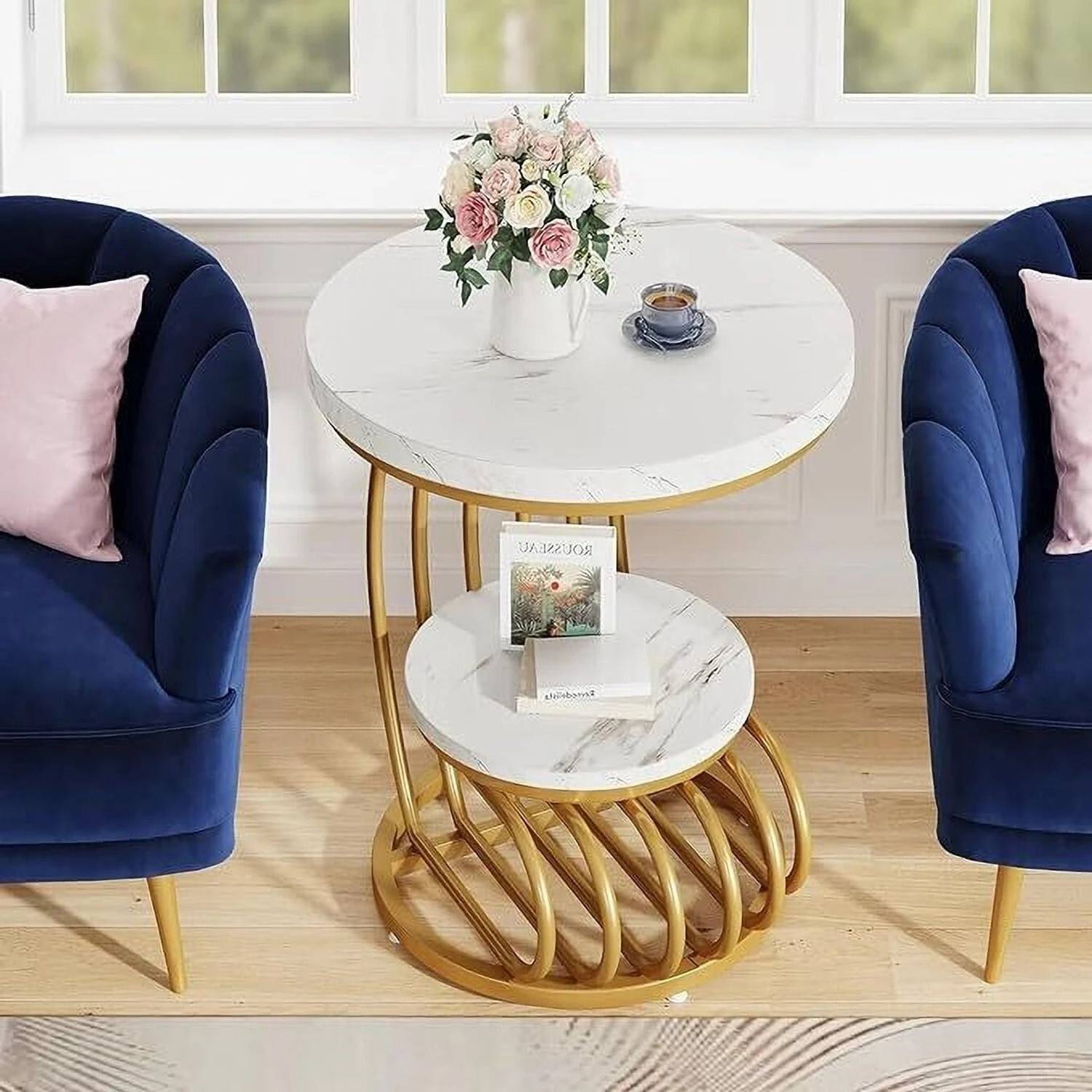 Paradise Metal Frame Marble Look Coffee Table - Image 3