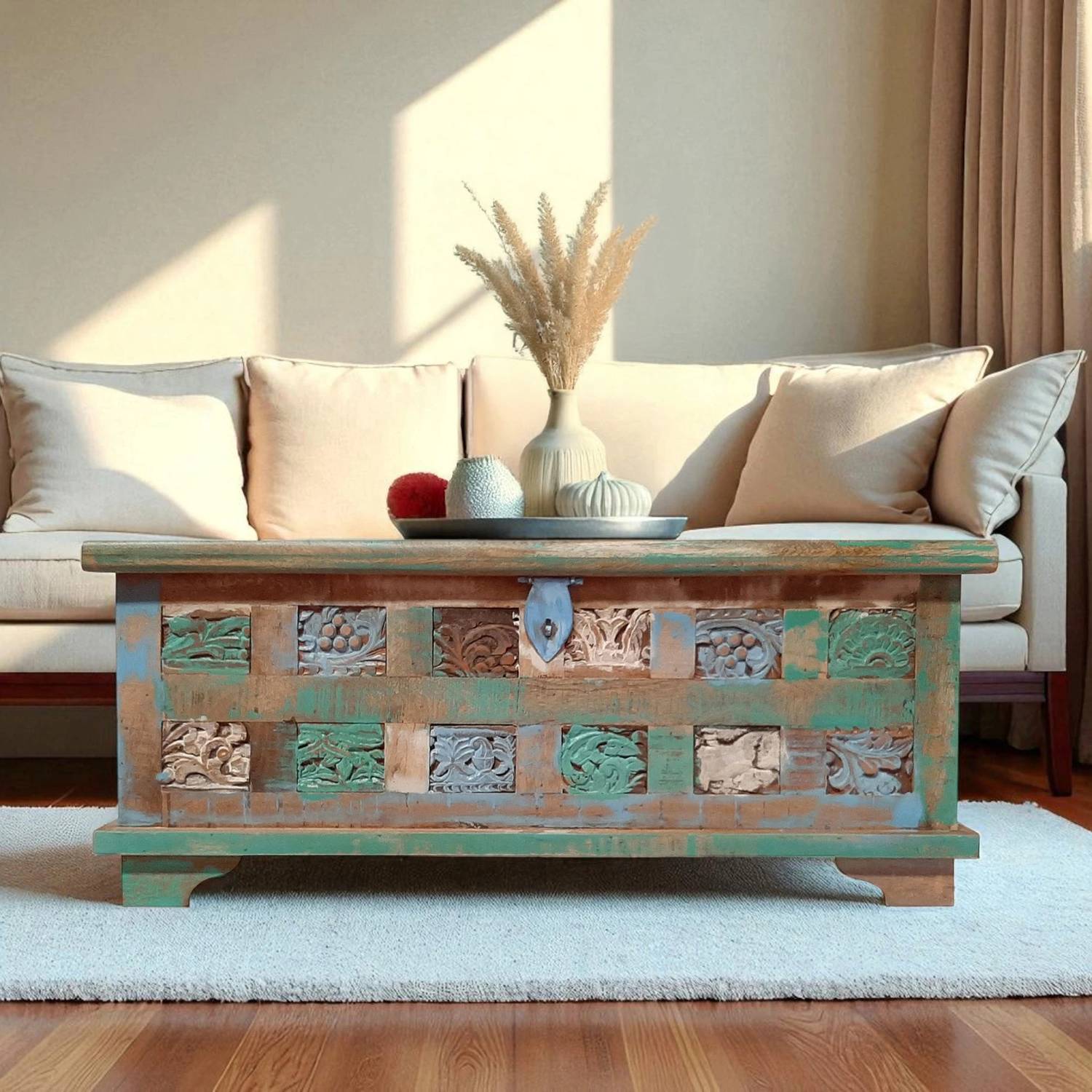 THE ATTIC Solid Wood Coffee Table (Finish Color - Multicolor, Pre