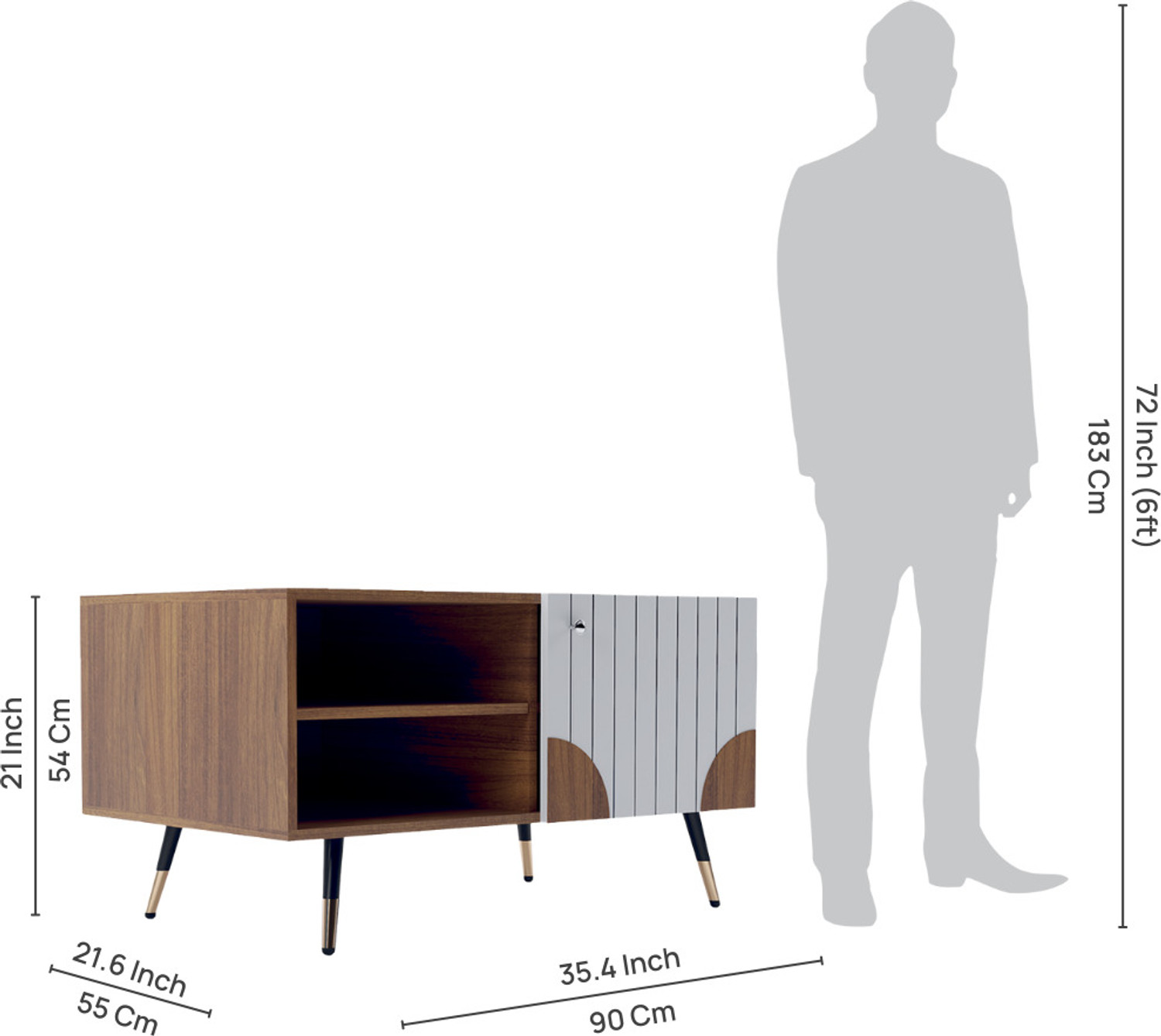 Image of neuspace Amber Multipurpose Modern Center Table for Living Room, Tea Table with Storage Engineered Wood Coffee Table