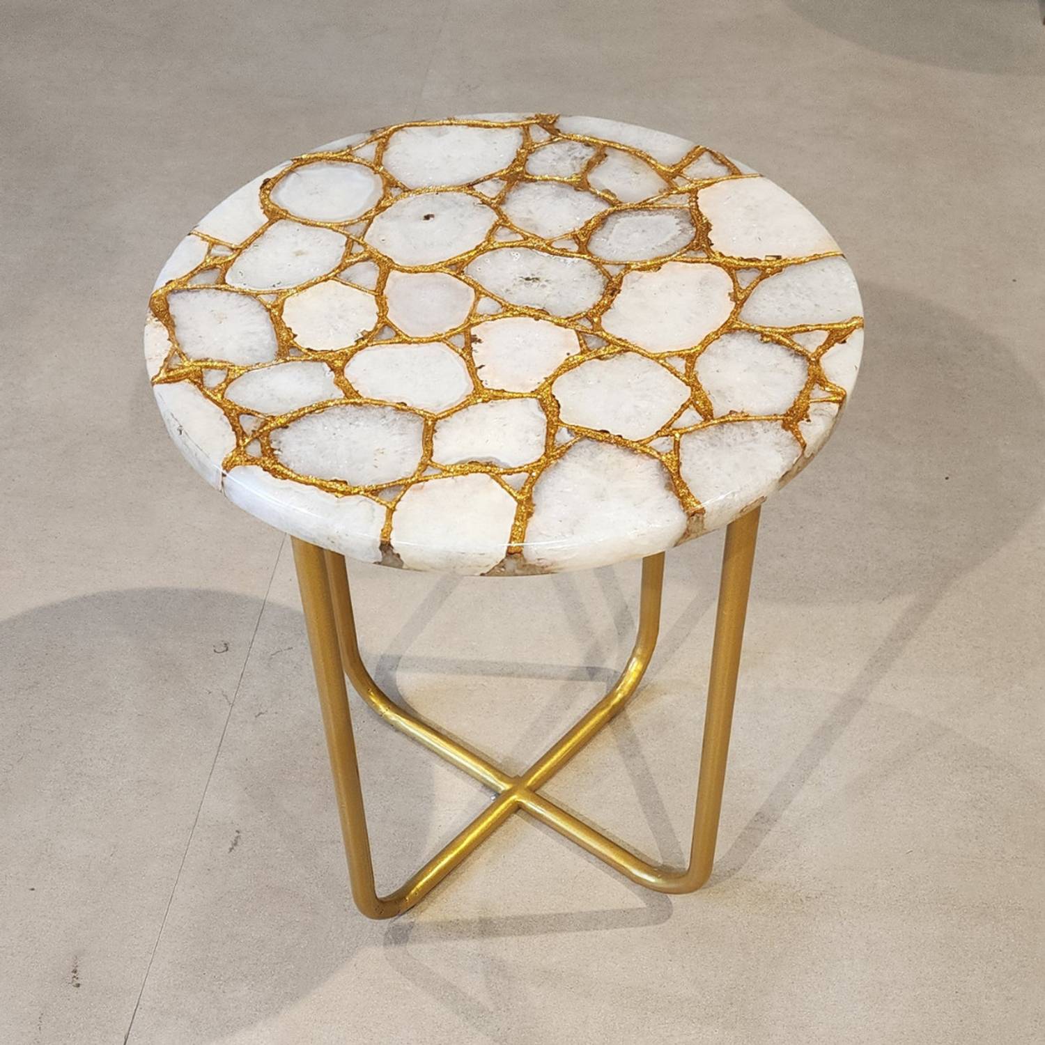 marquise Side Table Stone Coffee Table (Finish Color - White, Pre