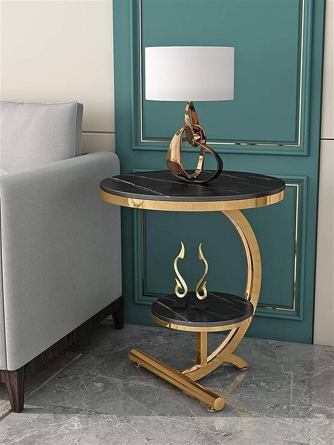ALM SHOPPEE Metal Side Table (Finish Color - Black, Pre-assembled