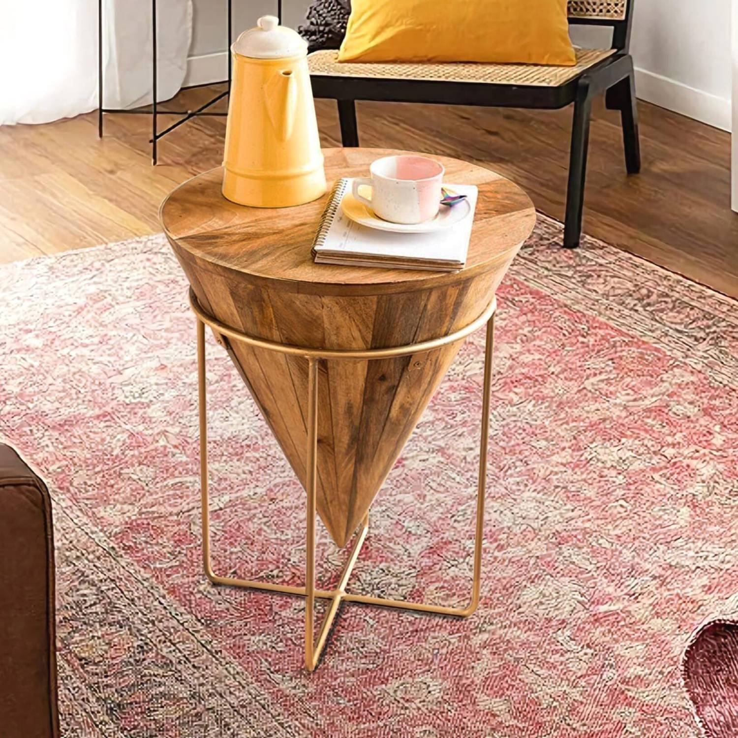 UHUD CRAFTS Solid Wood Coffee Table (Finish Color - Golden Powder