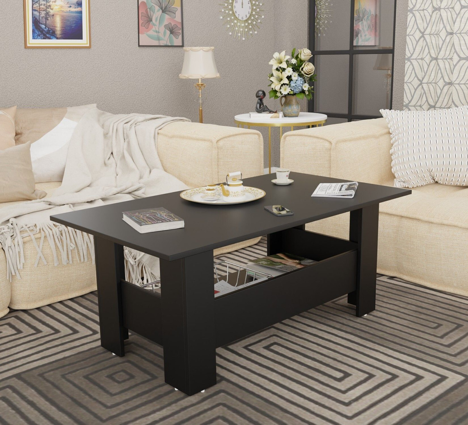 Image of Spyder Home Decore Multipurpose Coffee Table, Console Table, Sofa Table Easy To Assemble Engineered Wood Coffee Table
