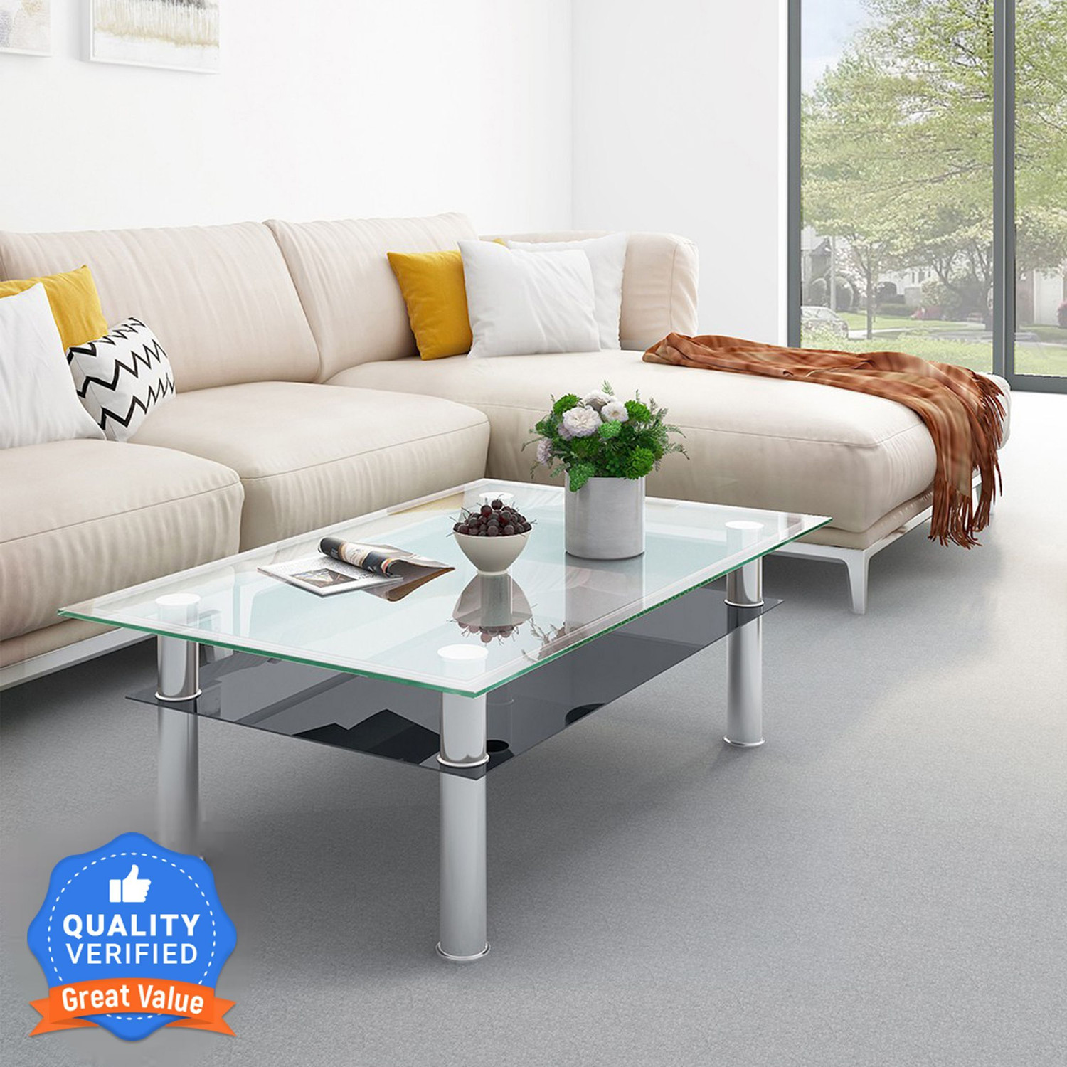 Image of Flipkart Perfect Homes Cluedo Glass Coffee Table