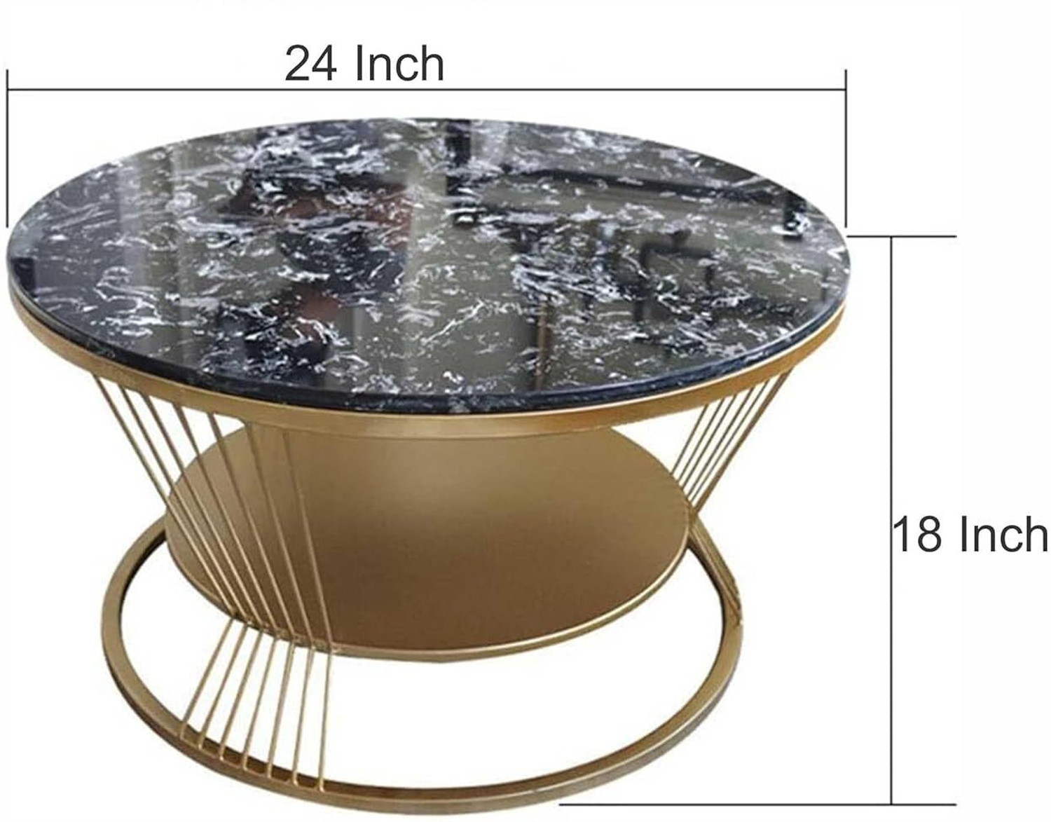 Image of Yusha handicrafts 2-Tier Round Coffee Table with Open Storage Shelf Engineered Wood Coffee Table