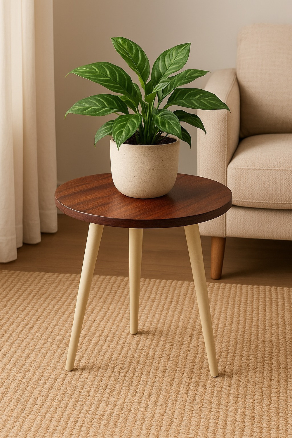 Image of Device Bas with BROWN ART SHOPPEE Side Table,End Table for Living Room,Wood Accent Table Side Table with Wood Legs Engineered Wood Coffee Table