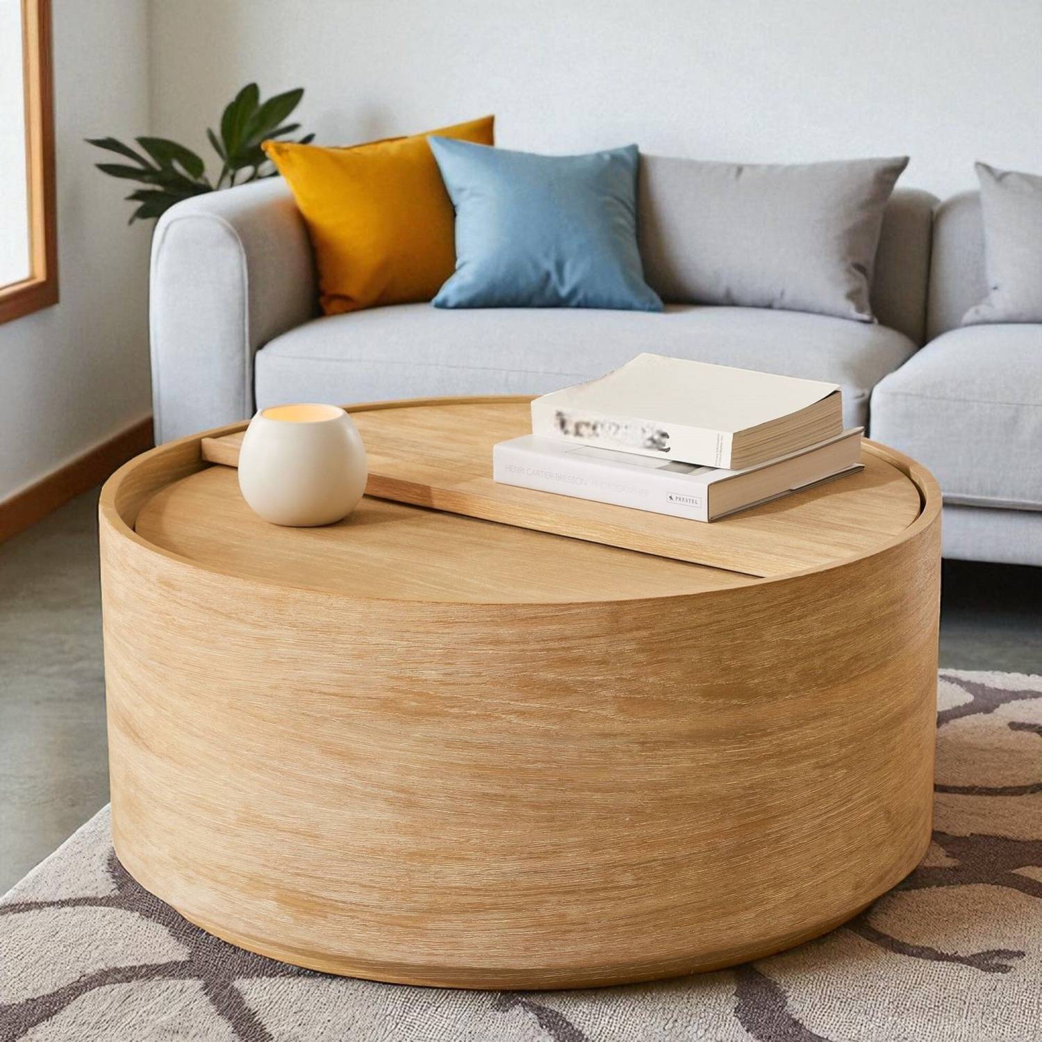 Radha Impex Modern Orbis Round Wooden Coffee Table With Storage E