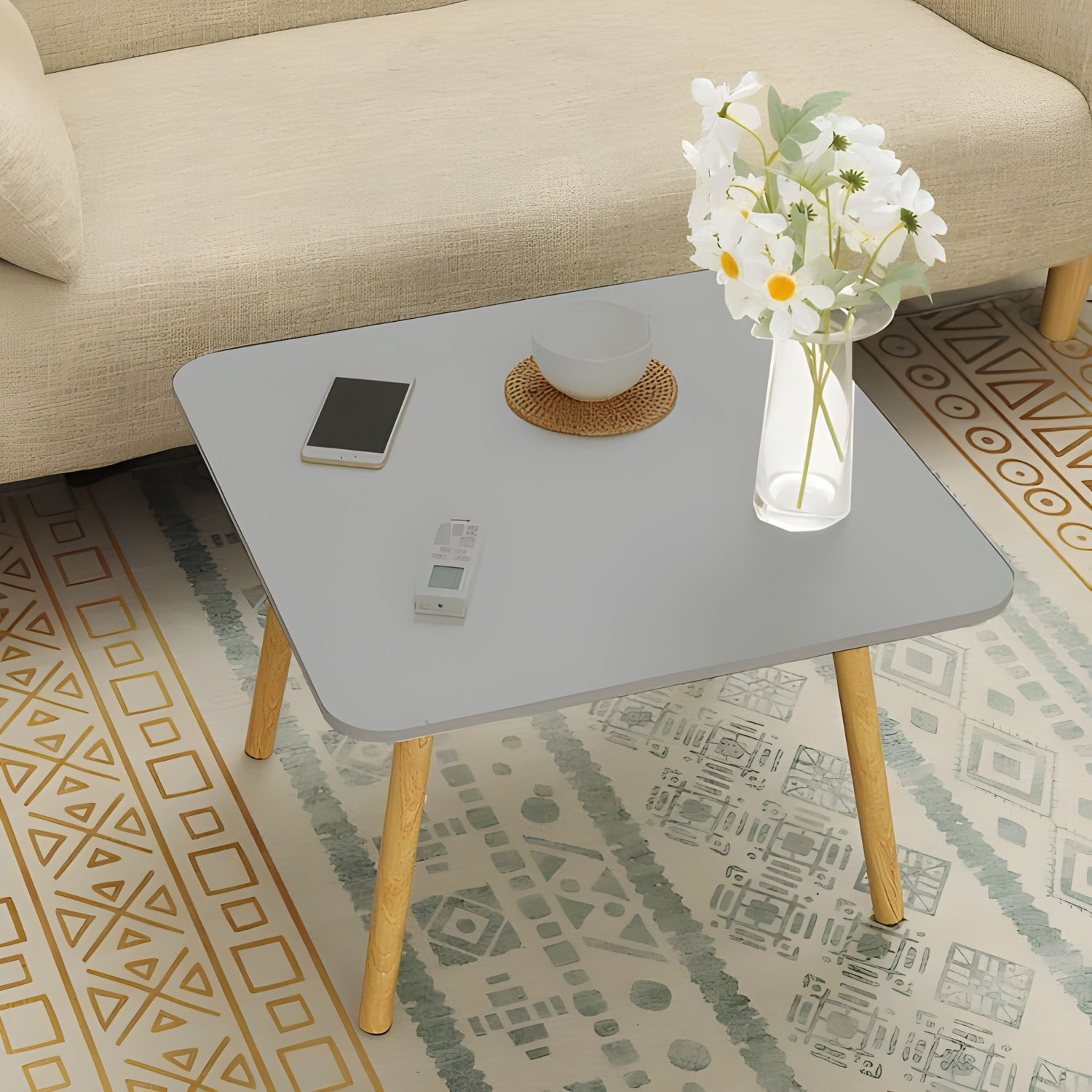 Image of etiquette art Side Table, Coffee Table End Table Accent Table Living Room Bedroom,18 inch Engineered Wood Coffee Table