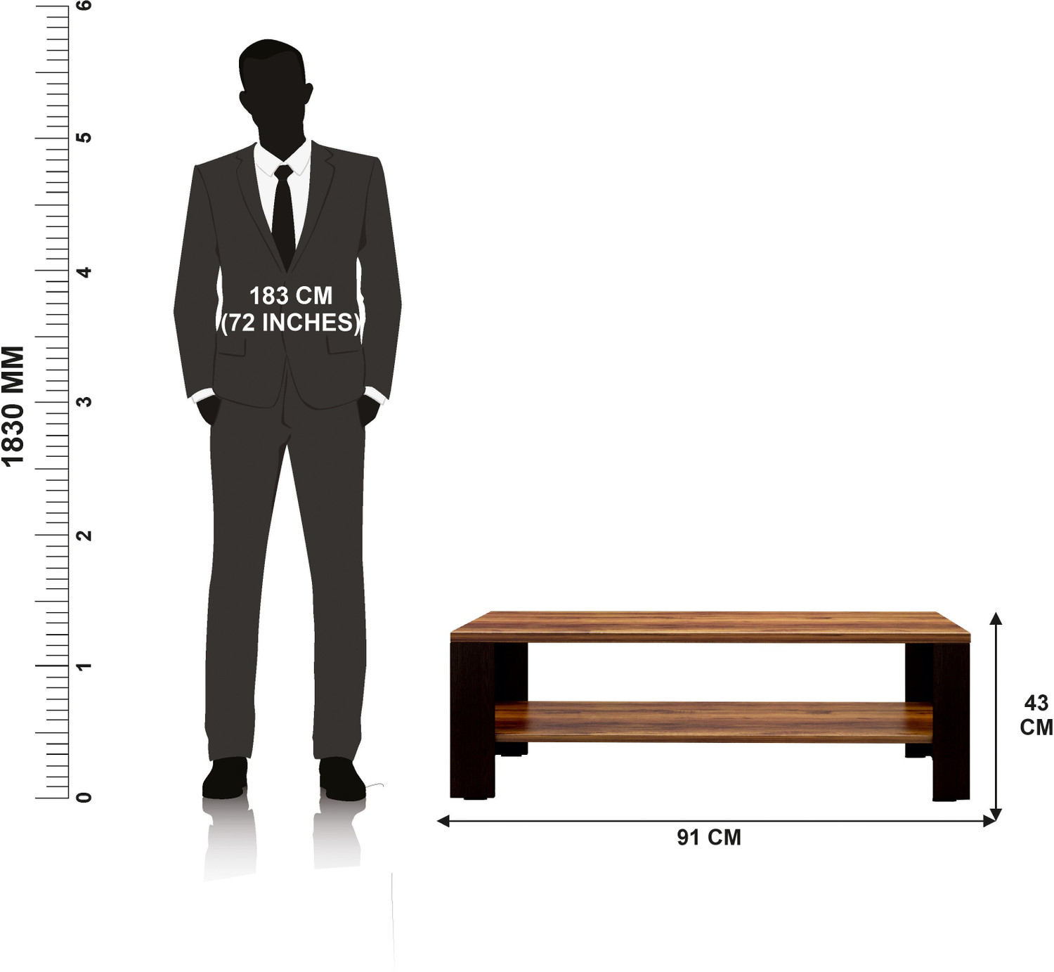 Image of FULFILHOME Engineered Wood Coffee Table (Finish Color - NATURAL TEAK, Knock Down) Engineered Wood Coffee Table