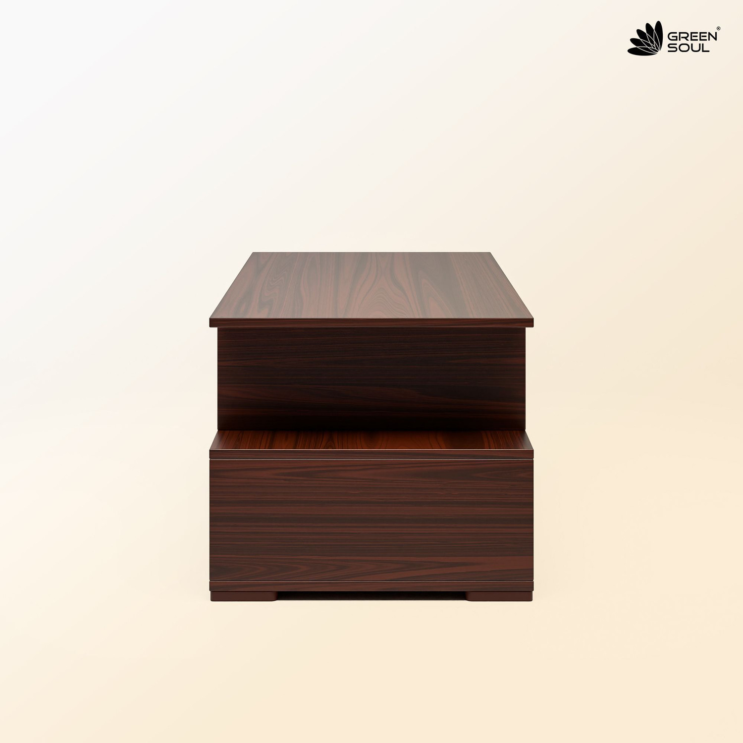 Image of GREEN SOUL Carya XL Coffee Table | 1 Surface Top and 2 Shelves | 105 x 48 x 42 cm Engineered Wood Coffee Table