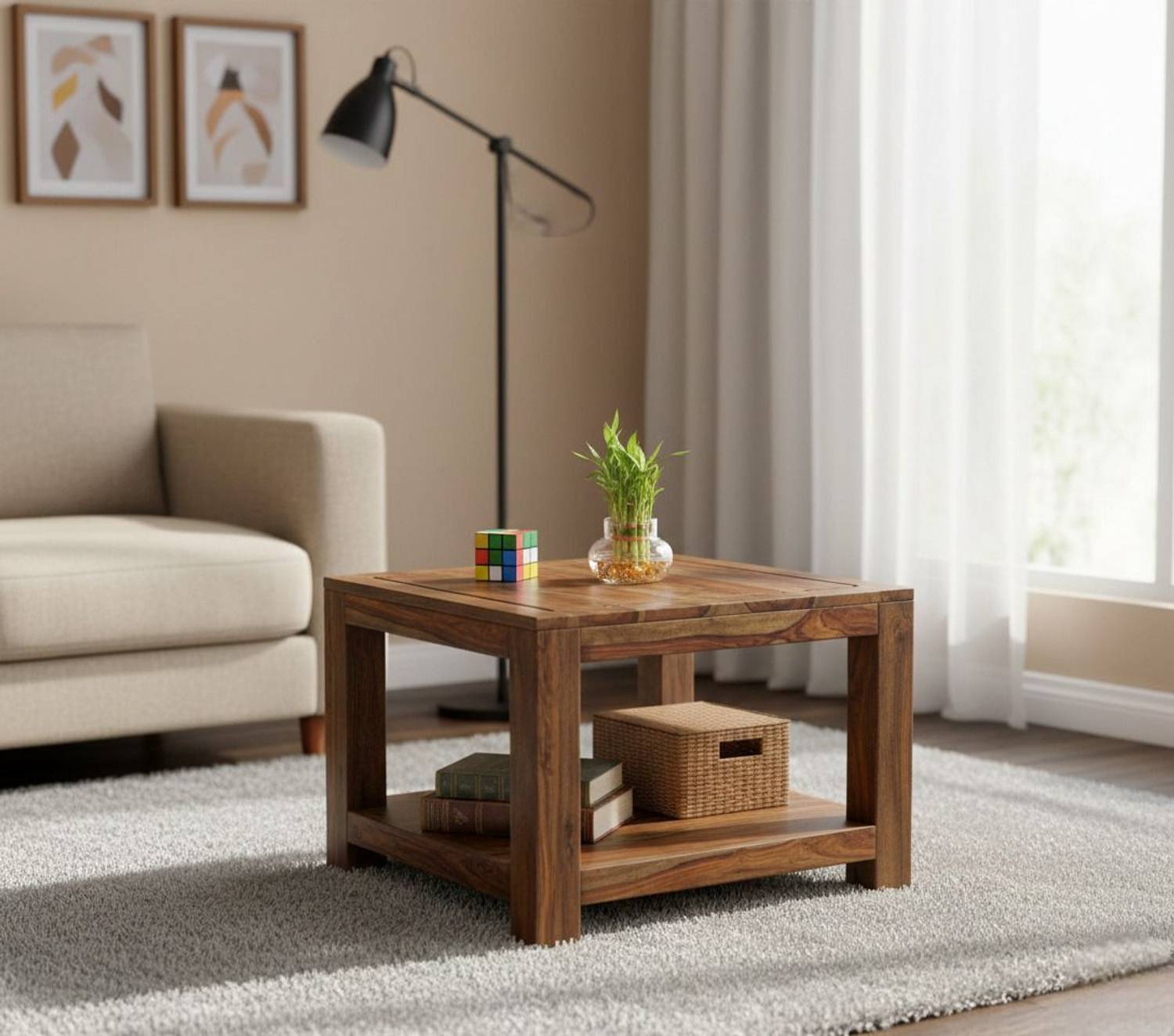 DRYLC FURNITURE Solid Sheesham Wood Coffee Table For Dining Room