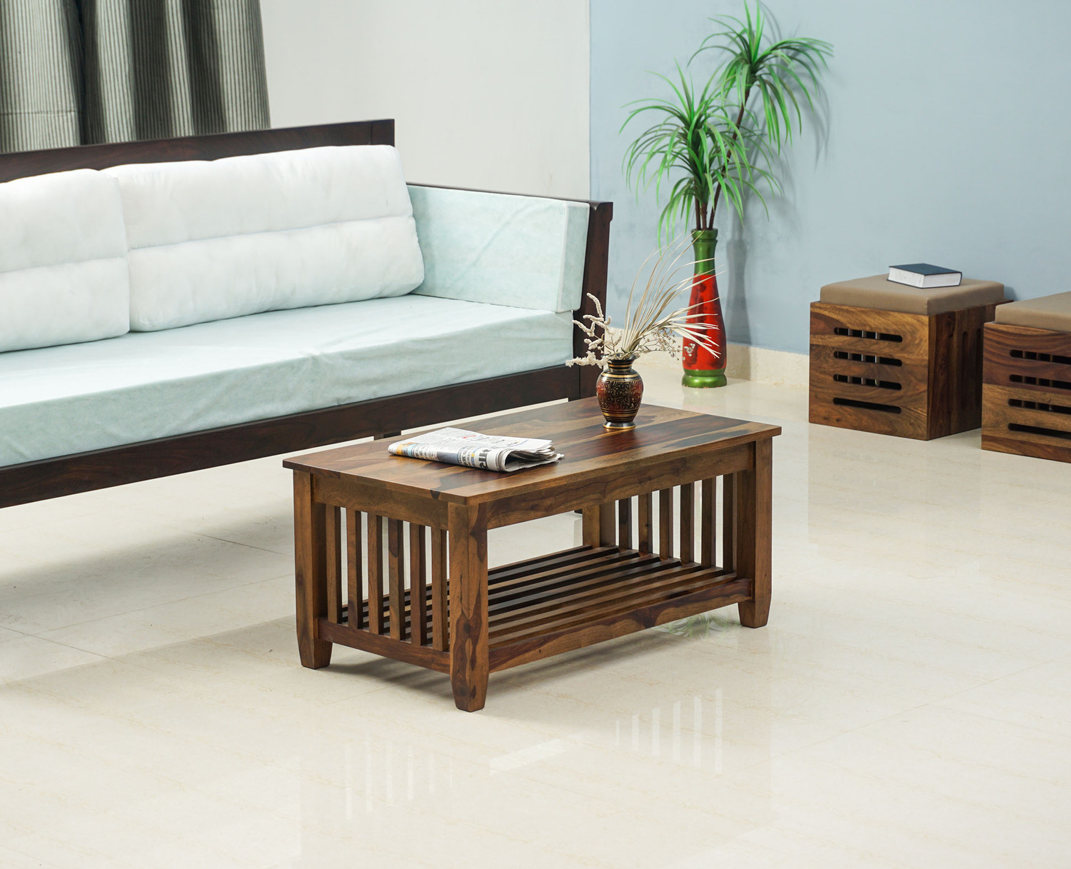 Image of Woodefly Wooden Coffee Table for Living Room /Bedroom /Hotels Solid Wood Tea Table Solid Wood Coffee Table