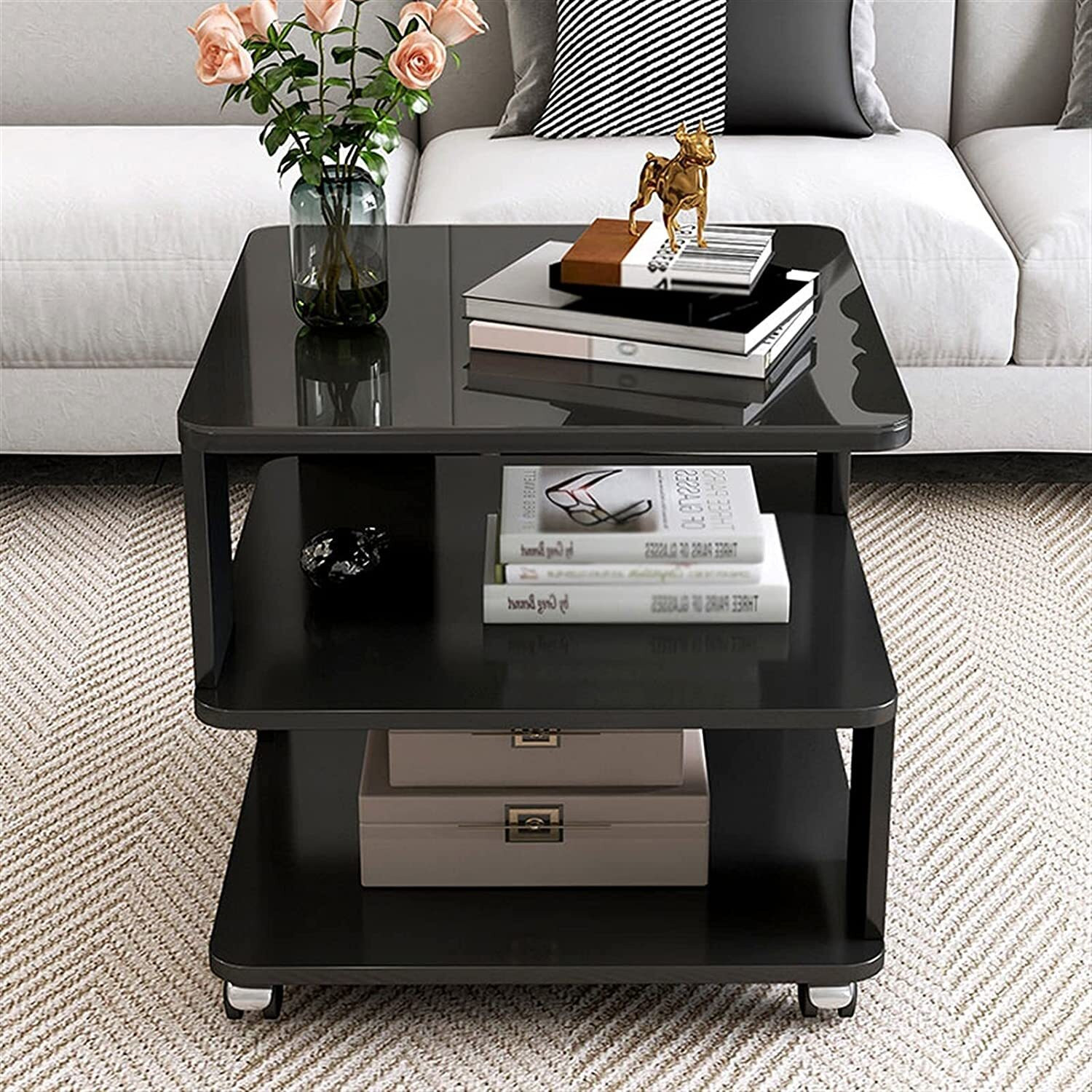 Image of Quicky -Go Quickly Quicky New & Elegant table with storage to give luxurious look of your home. Engineered Wood Coffee Table (Finish Color - Black, DIY(Do-It-Yourself))