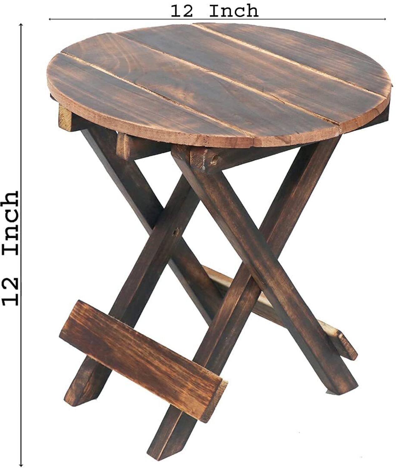 Image of etiquette art Wooden Folding Side Table - Antique Handmade Foldable Coffee Table Engineered Wood Side Table