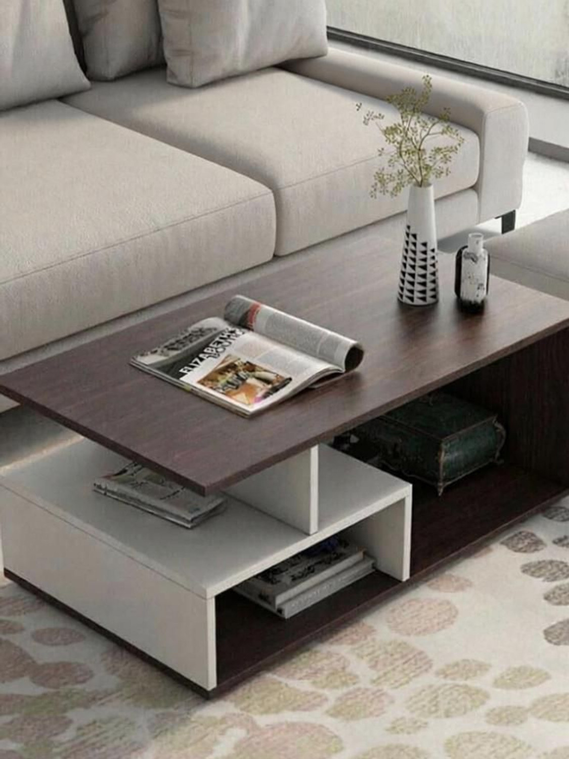 Image of FORKTAIL Furniture Engineered Wood Center Table /Teapoy with Shelve for Living Room Engineered Wood Coffee Table