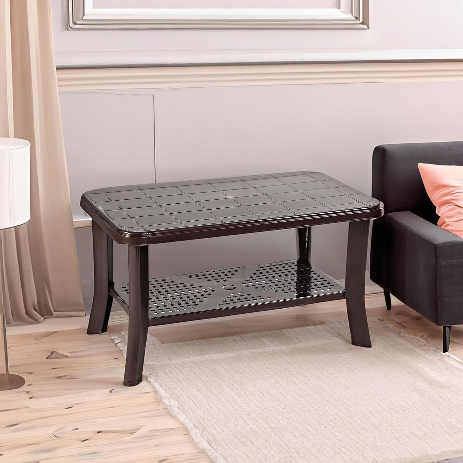 Image of Nilachal Plastic Coffee Table (Finish Color - Brown, Pre-assembled)