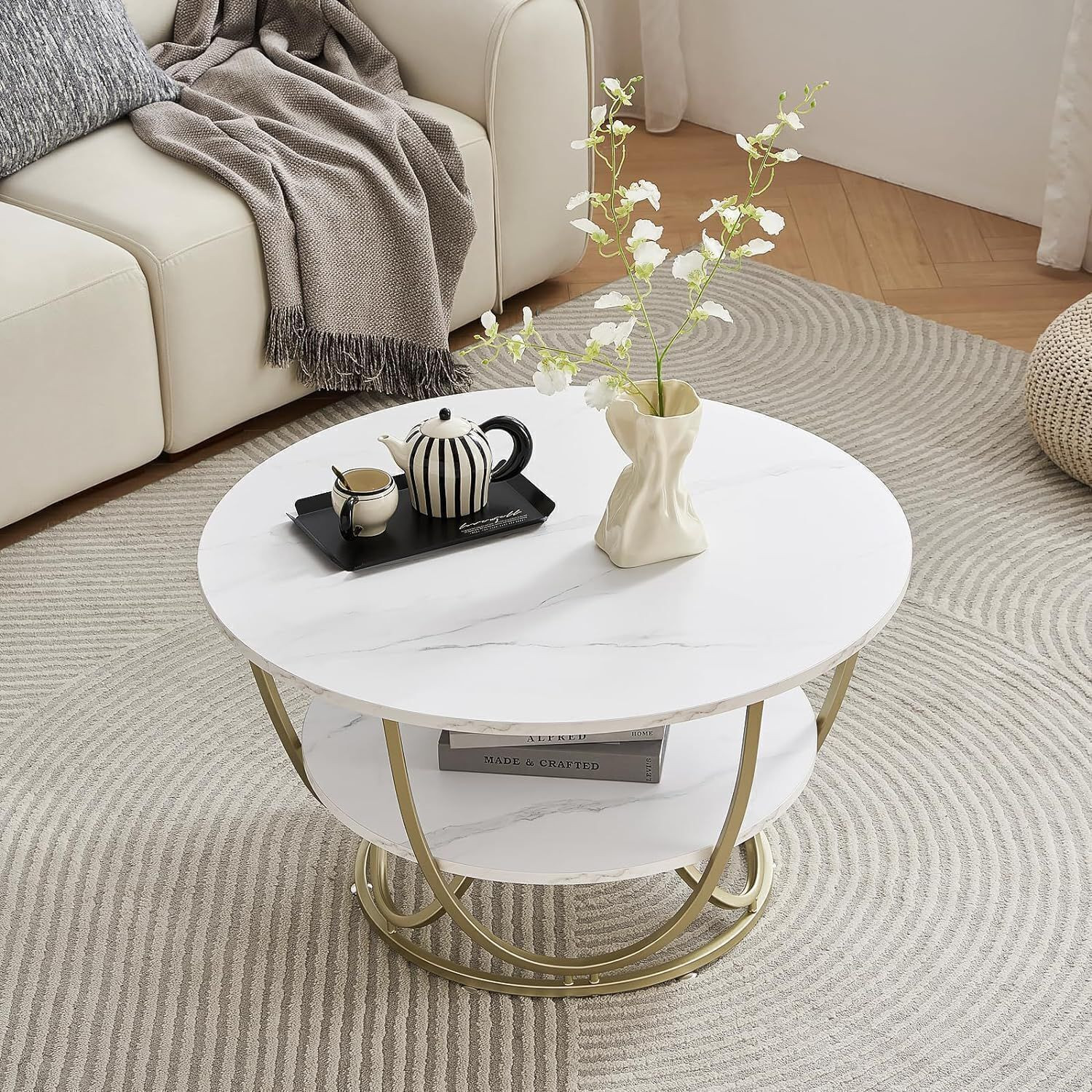 Image of Bazaar Galli Right Choice Round Shape Coffee Table Engineered Wood Coffee Table