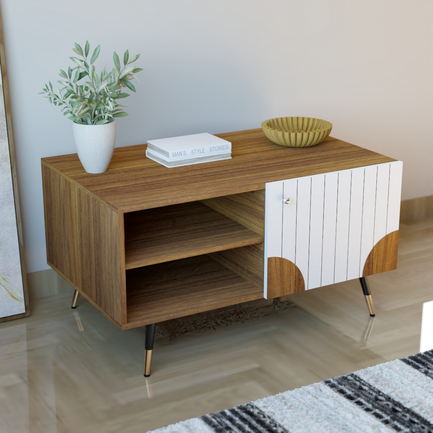 Image of neuspace Amber Multipurpose Modern Center Table for Living Room, Tea Table with Storage Engineered Wood Coffee Table