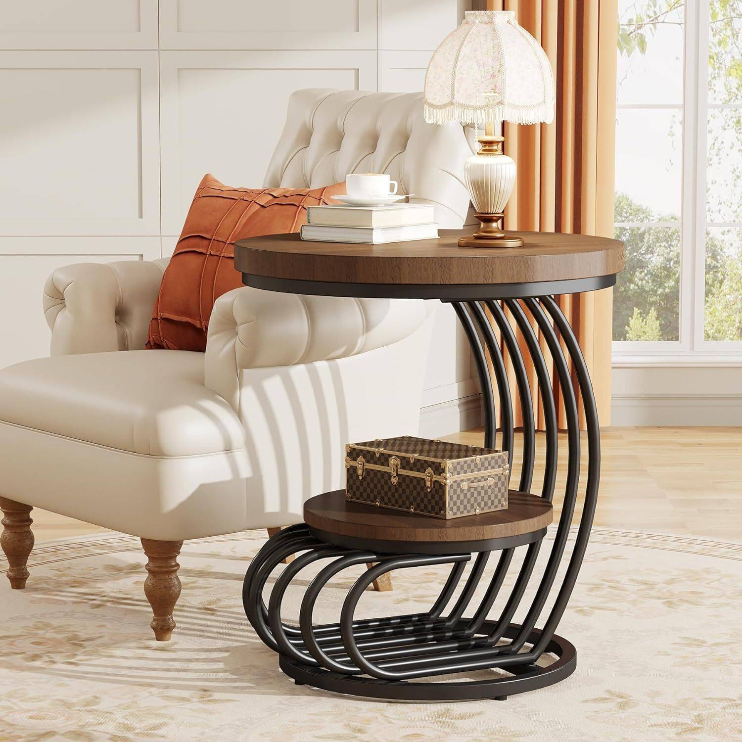DecorationCrown Metal Coffee Table (Finish Color - black&brown, P