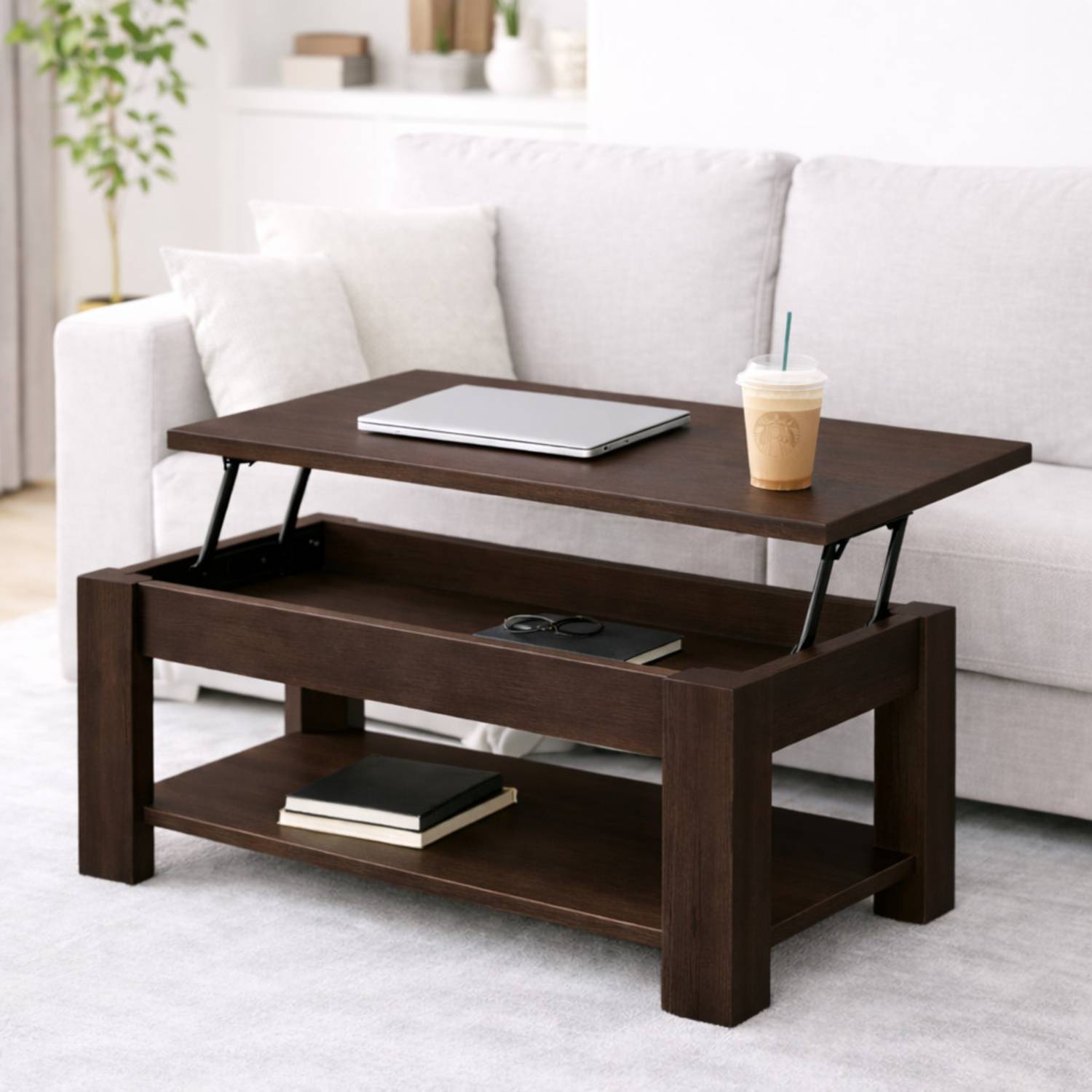 InnoFur Lift up Center Engineered Wood Coffee Table (Finish Color