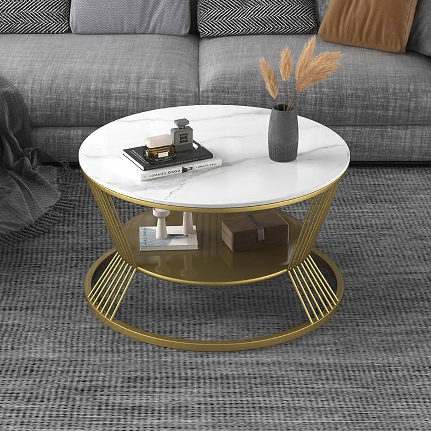 CROWN ART SHOPPEE Modern Nesting Style Center Table Engineered Wo