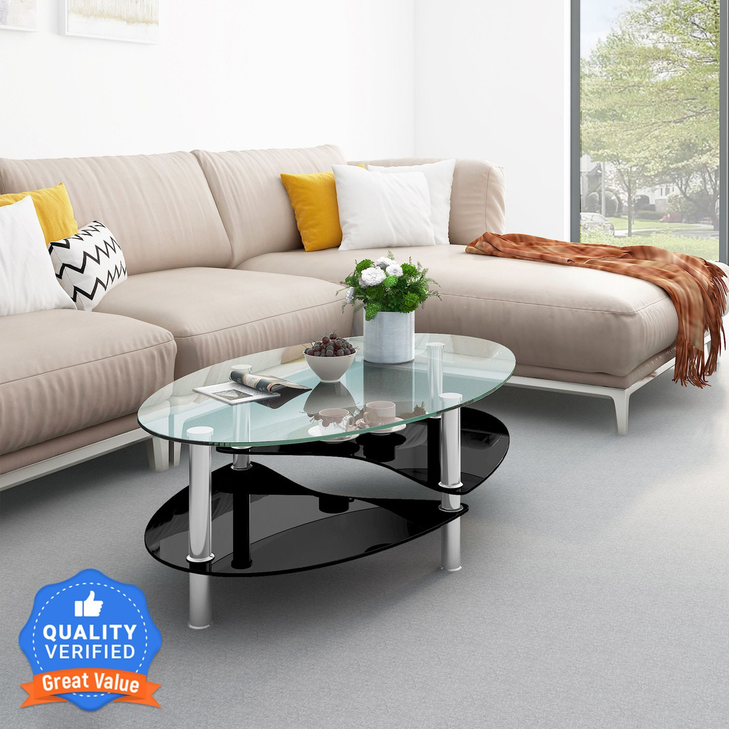 Image of Flipkart Perfect Homes Eclipse Glass Coffee Table