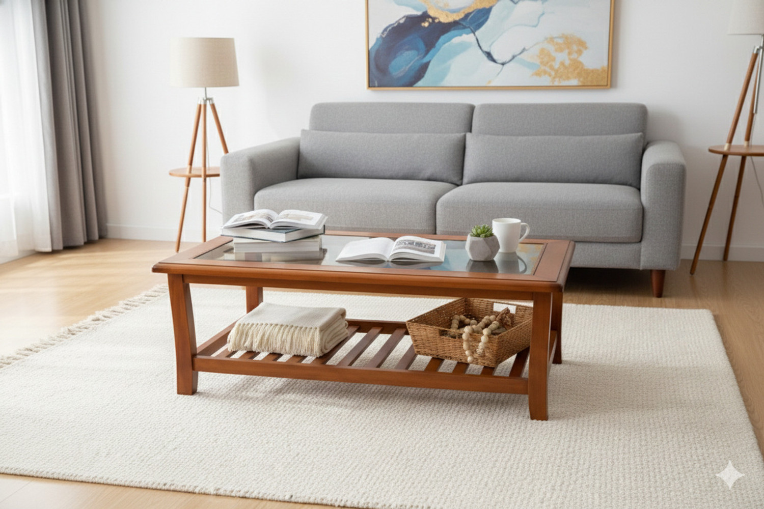Image of Timber CT 1 Solid Wood Coffee Table (Finish Color - Brown, Pre-assembled)