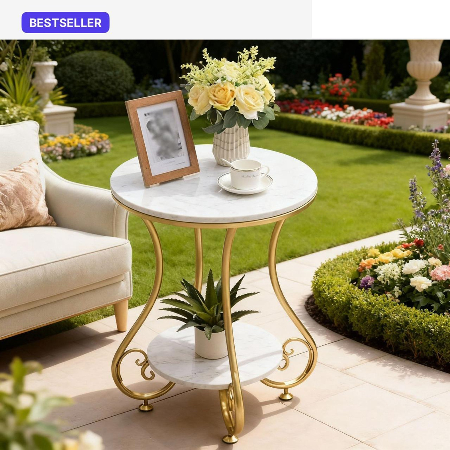 Image of ShopperCenter FLOWER /G /W Solid Wood Coffee Table