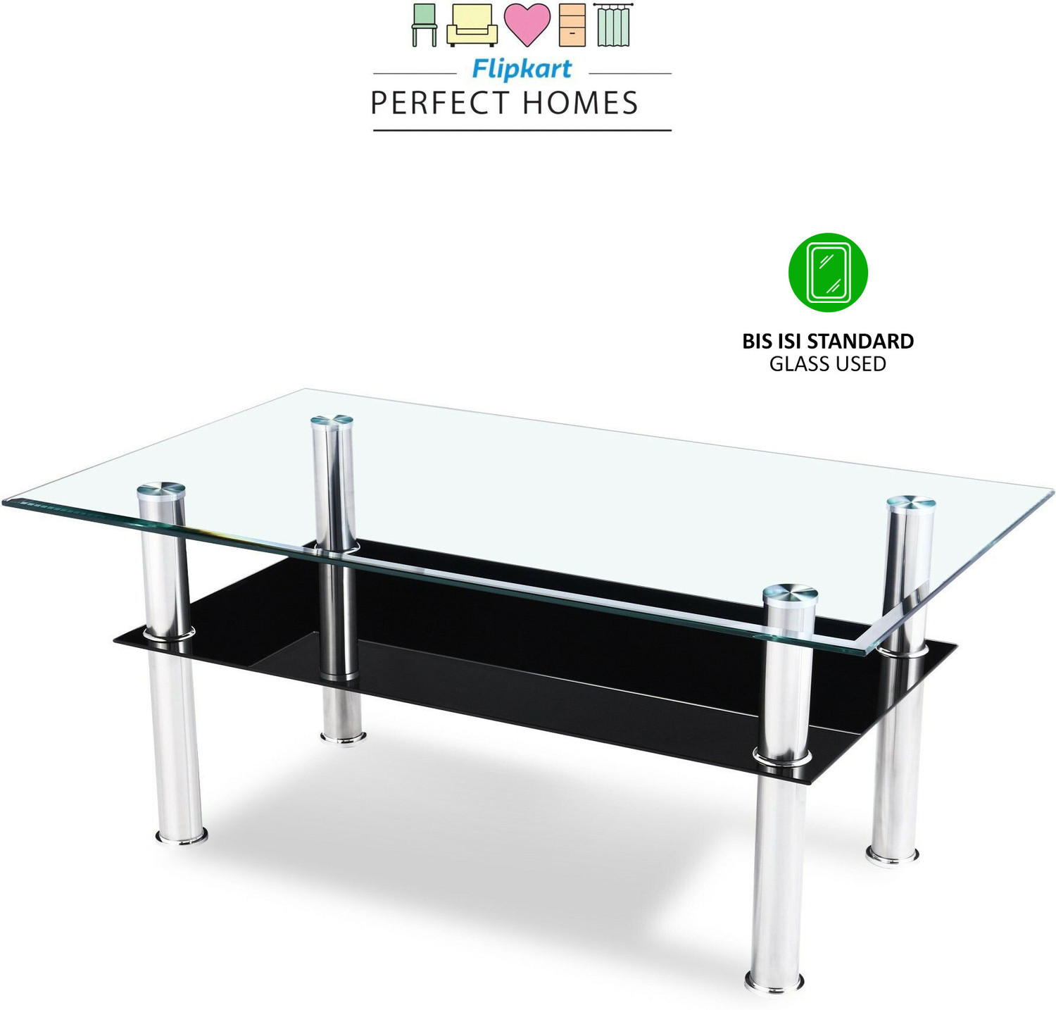 Image of Flipkart Perfect Homes Cluedo Glass Coffee Table