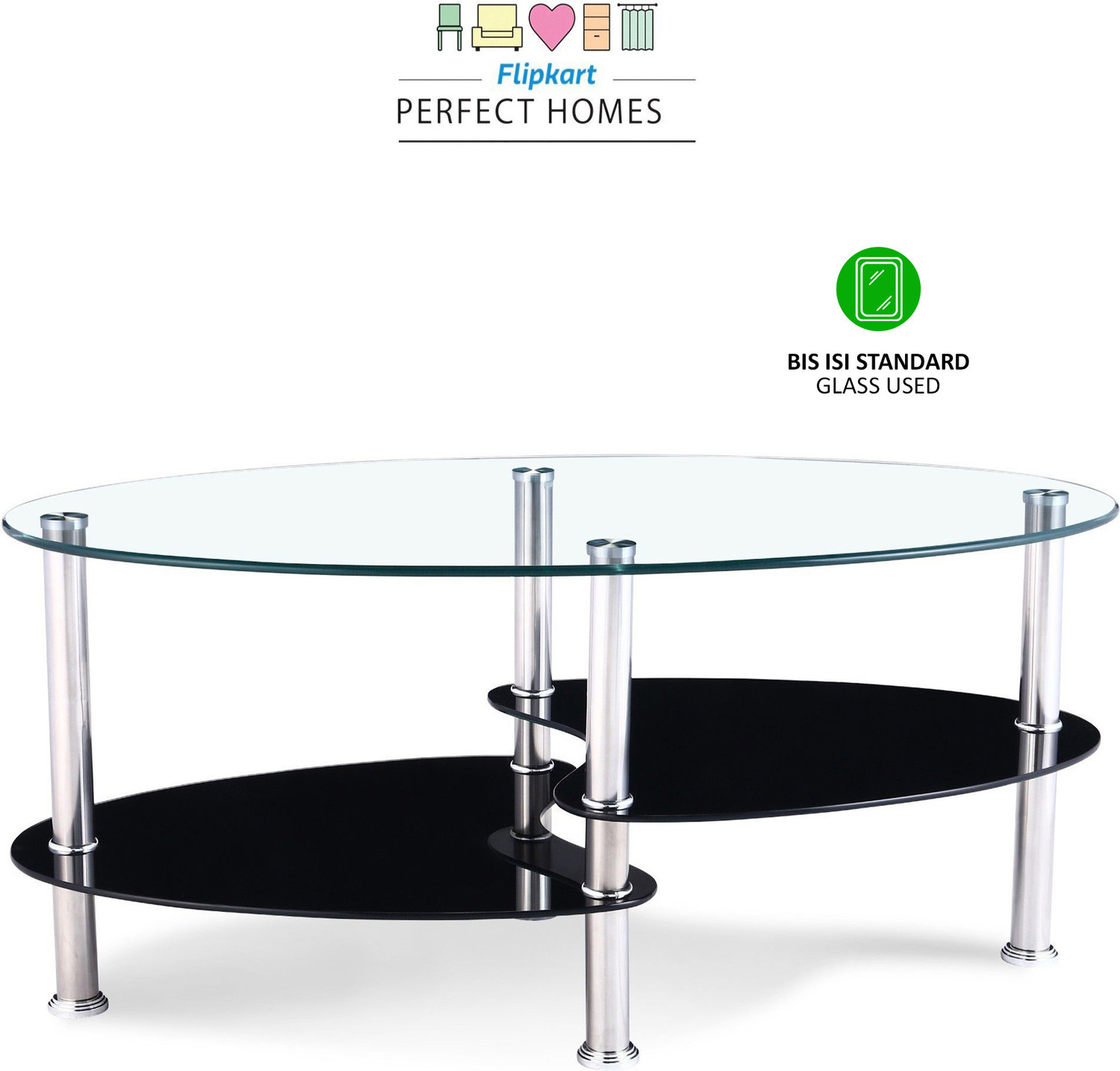 Image of Flipkart Perfect Homes Eclipse Glass Coffee Table