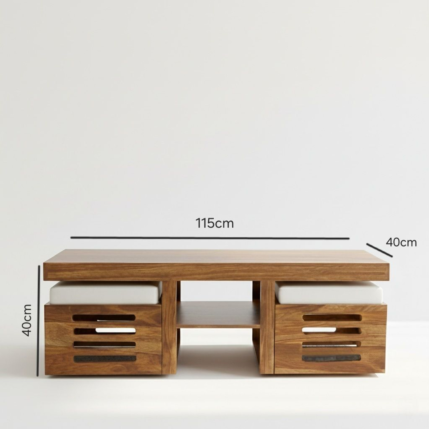 Image of Bhagwati Art Solid Sheesham Wood 2 Stool Coffee Table For | Living room | Hotel | Solid Wood Coffee Table