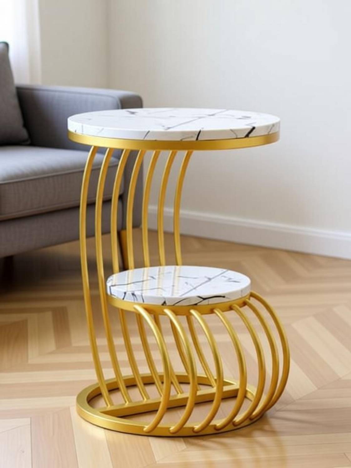 Paradise Metal Frame Marble Look Coffee Table - Image 2