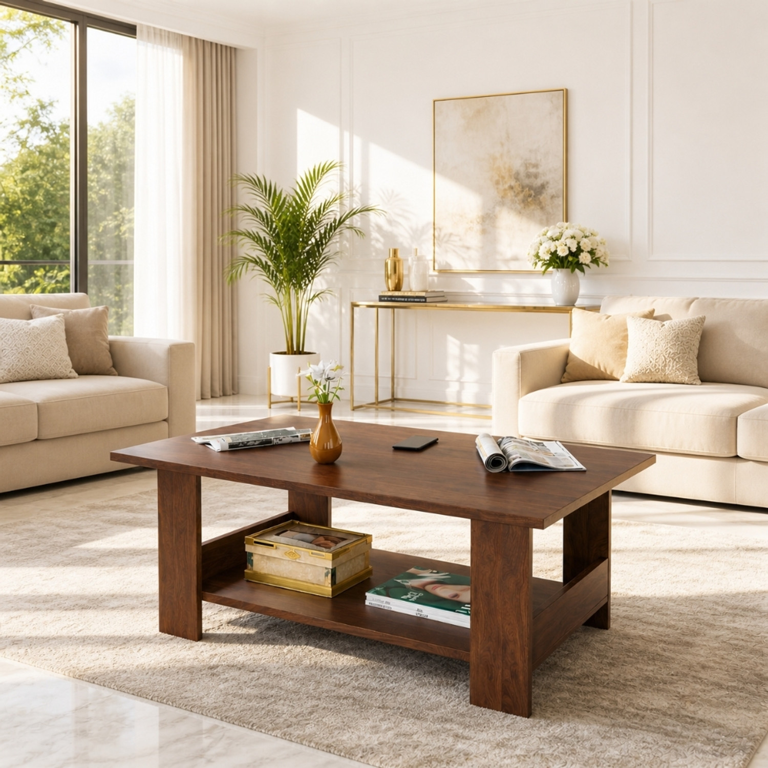 Image of Flipkart Perfect Homes Multipurpose Coffee Table, Console Table, Sofa Table Easy To Assemble Engineered Wood Coffee Table