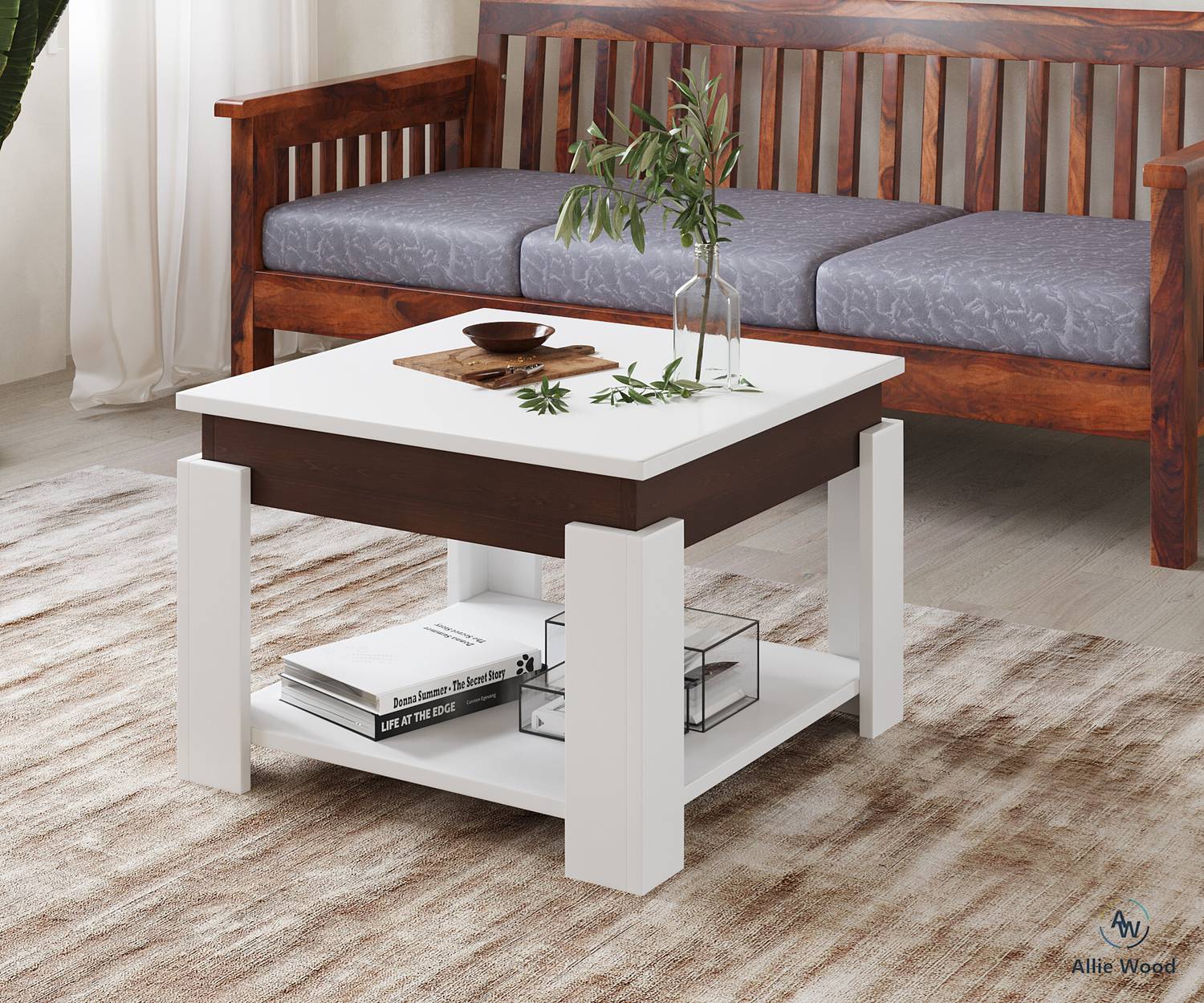 Cherry Wood Alex Particle Board Engineered Wood Coffee Table