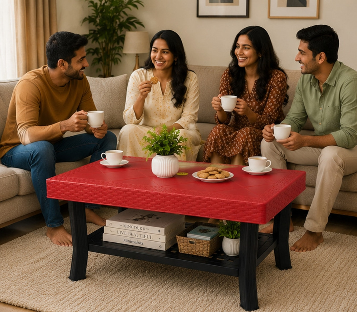 Image of POLYCON VERZA Contemporary Center /Tea Table /Teapoy /Living Room /Office, XL Size Plastic Coffee Table