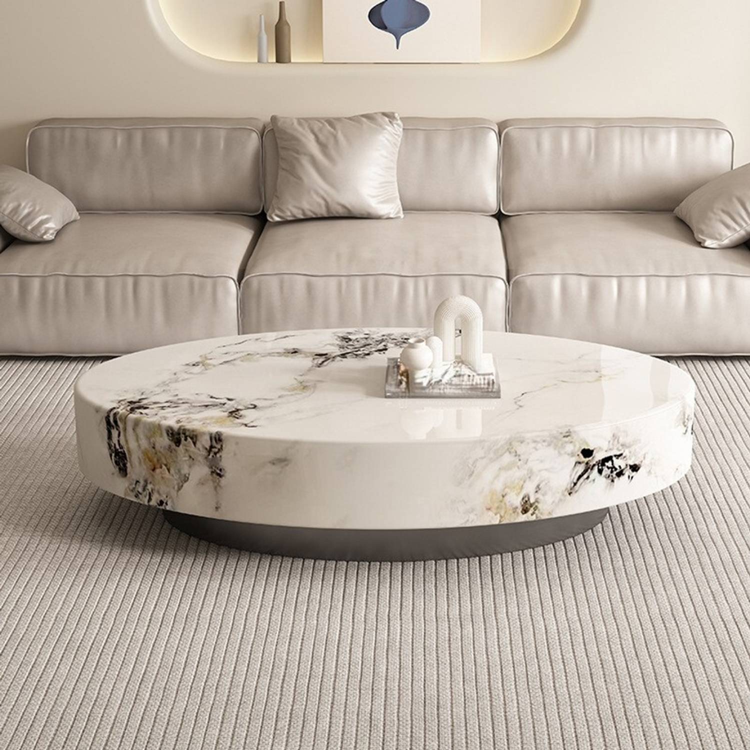 Tanush Furnitures Modern Lucas Oval Coffee Table Engineered Wood