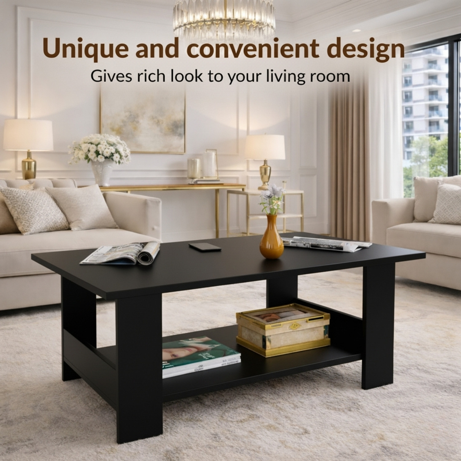 Image of Flipkart Perfect Homes Multipurpose Coffee Table, Console Table, Sofa Table Easy To Assemble Engineered Wood Coffee Table