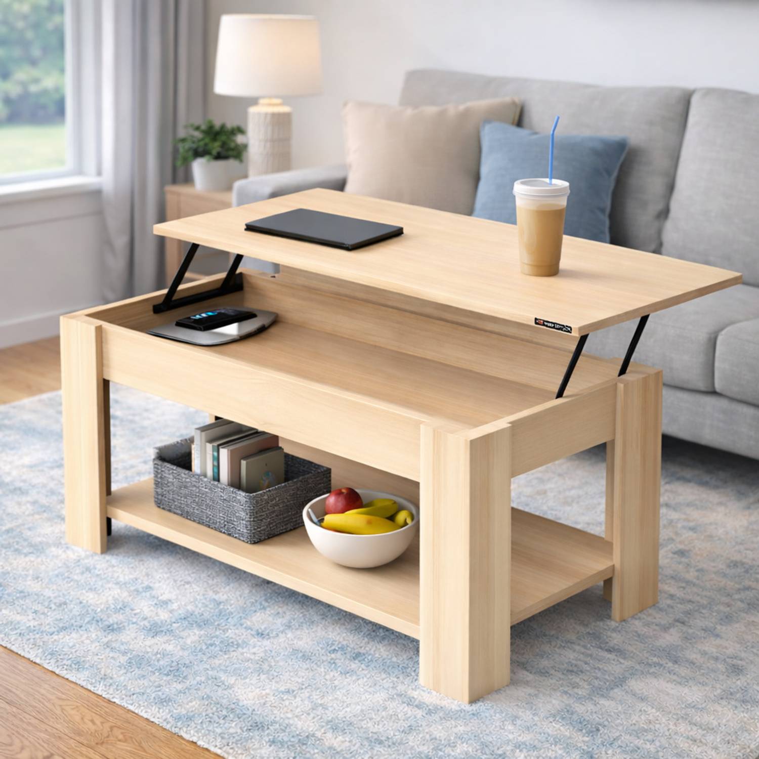InnoFur Lift up Center Engineered Wood Coffee Table (Finish Color