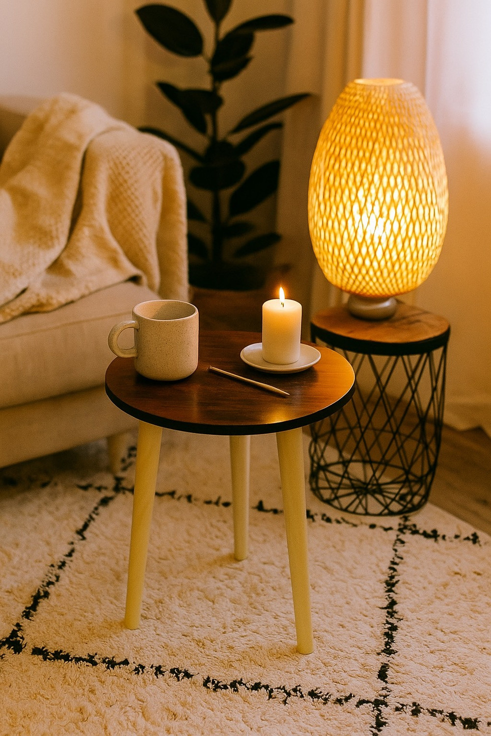 Image of Device Bas with BROWN ART SHOPPEE Side Table,End Table for Living Room,Wood Accent Table Side Table with Wood Legs Engineered Wood Coffee Table