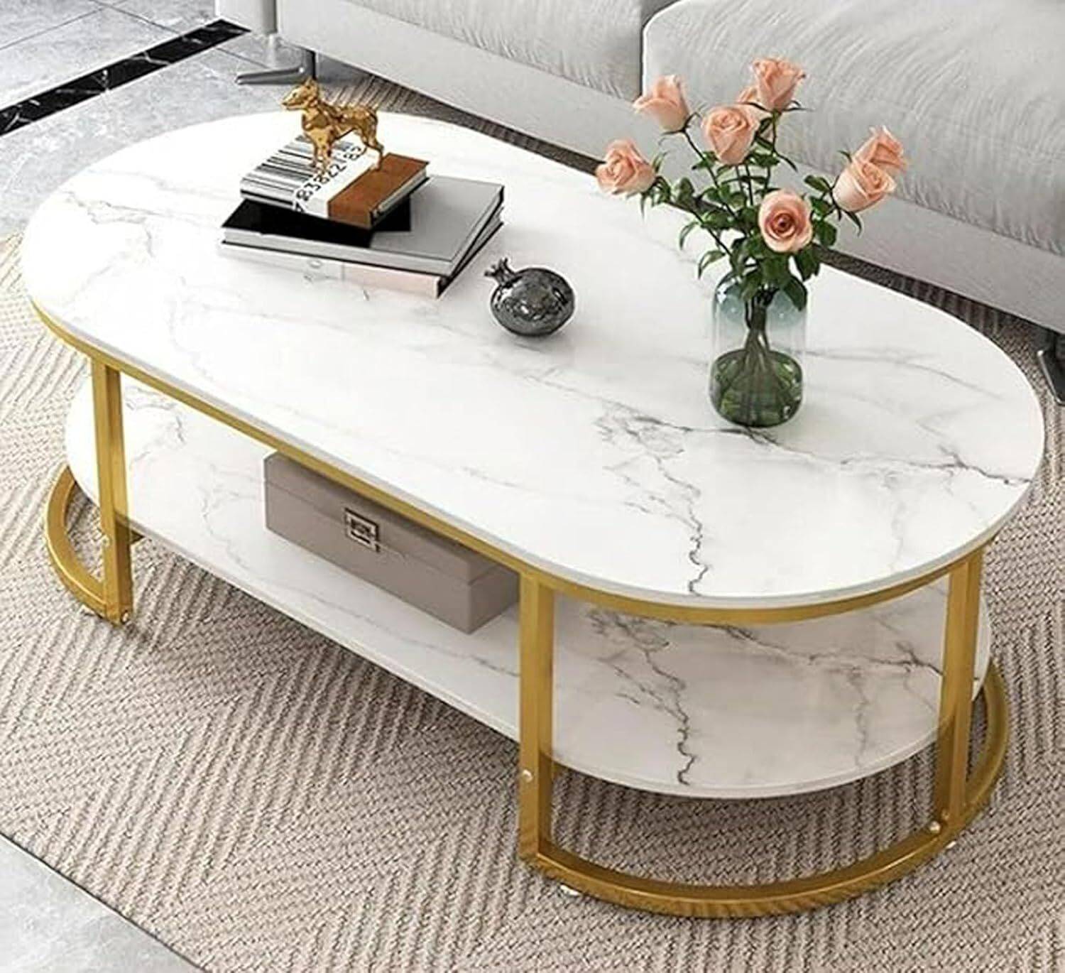 Expressow Enterprises Modern Double-Top Coffee Table for Living R
