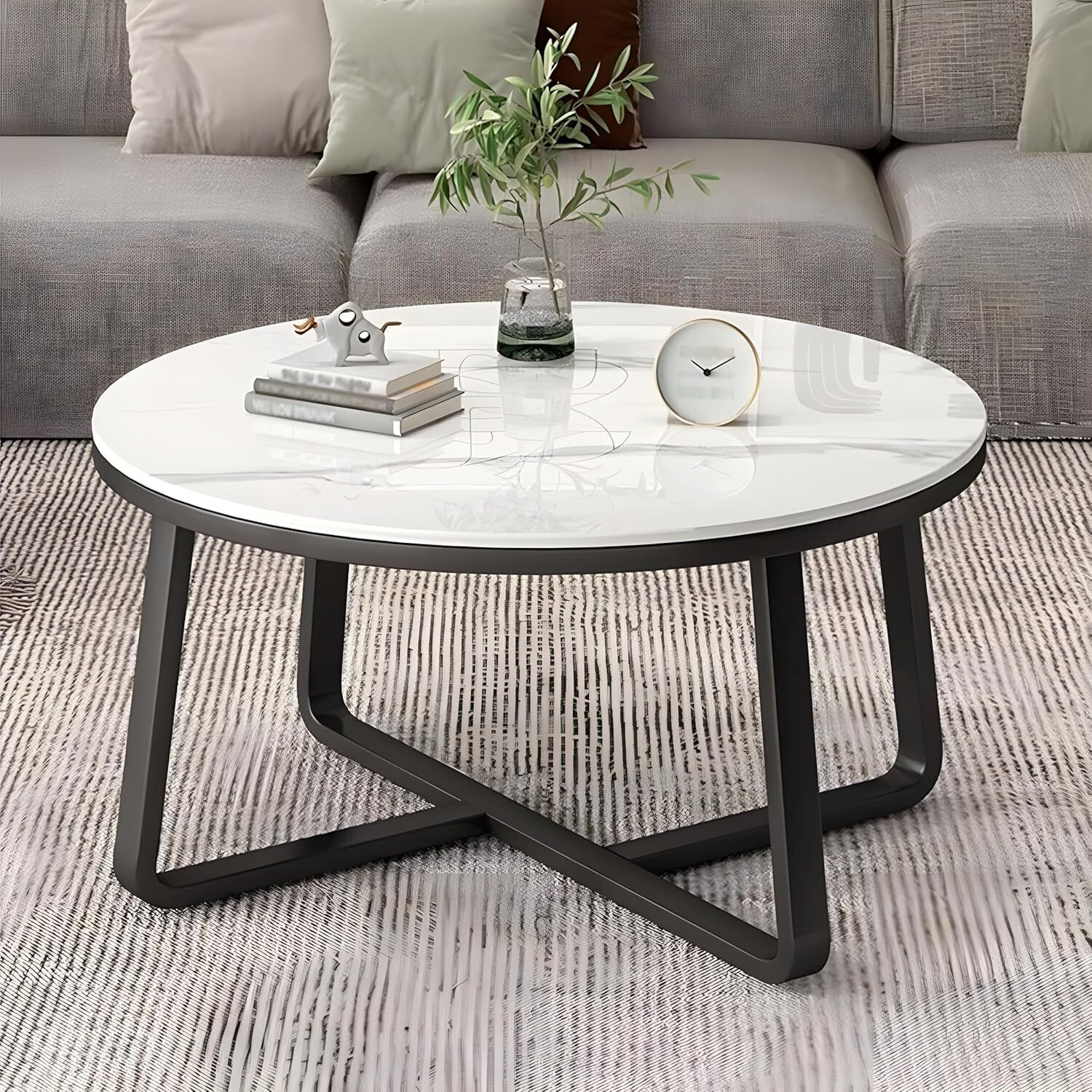 Image of Yusha handicrafts Modern Center Round Coffee Table Classic Stacking table Multipurpose Table Engineered Wood Coffee Table