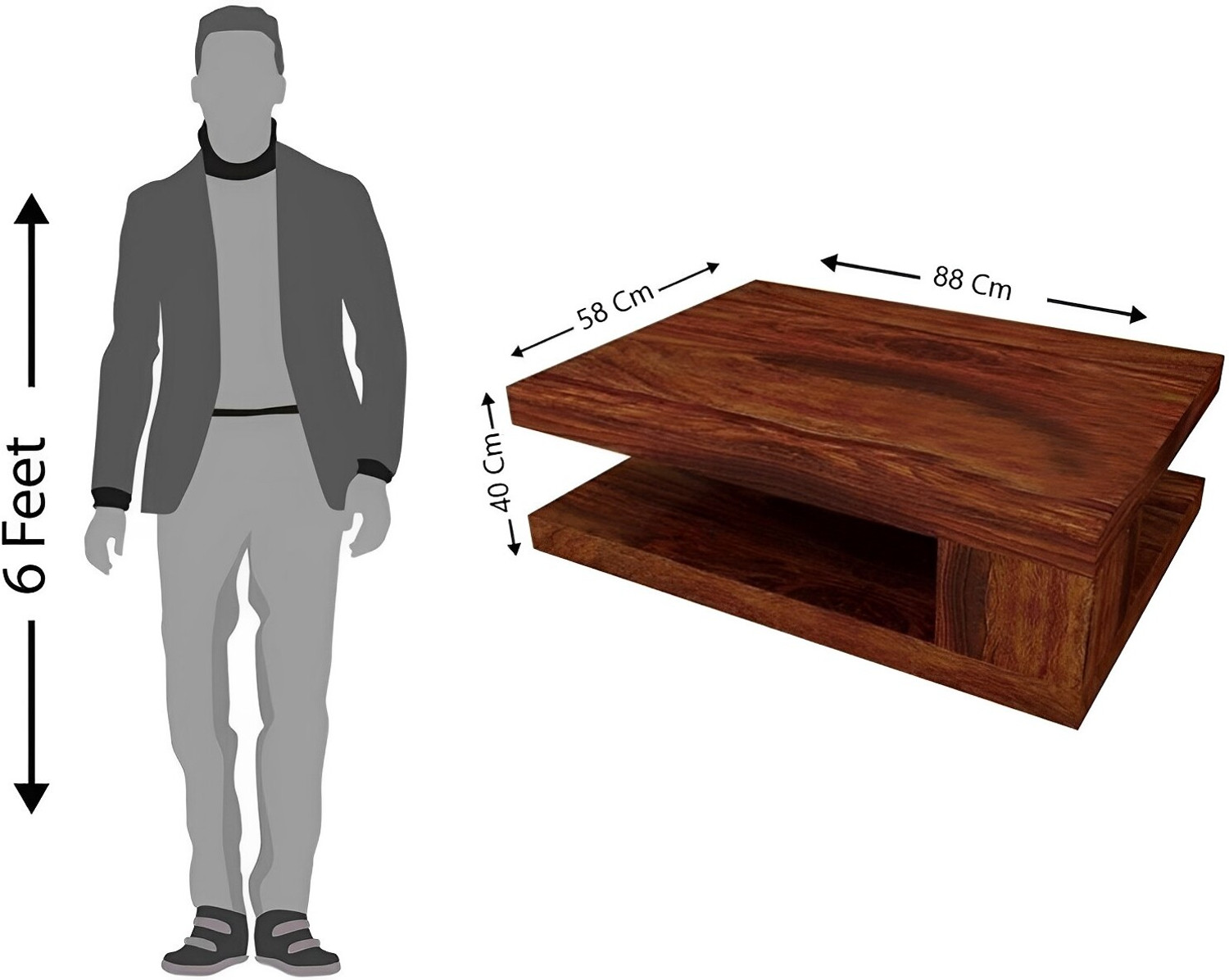 Image of Douceur Solid Sheesham Wood Coffee Table For Living Room / Hotel / Cafe. Solid Wood Coffee Table