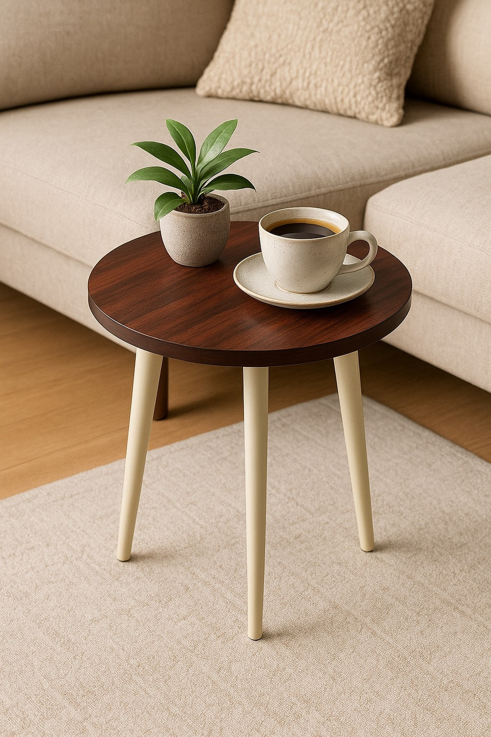 Image of Device Bas with BROWN ART SHOPPEE Side Table,End Table for Living Room,Wood Accent Table Side Table with Wood Legs Engineered Wood Coffee Table