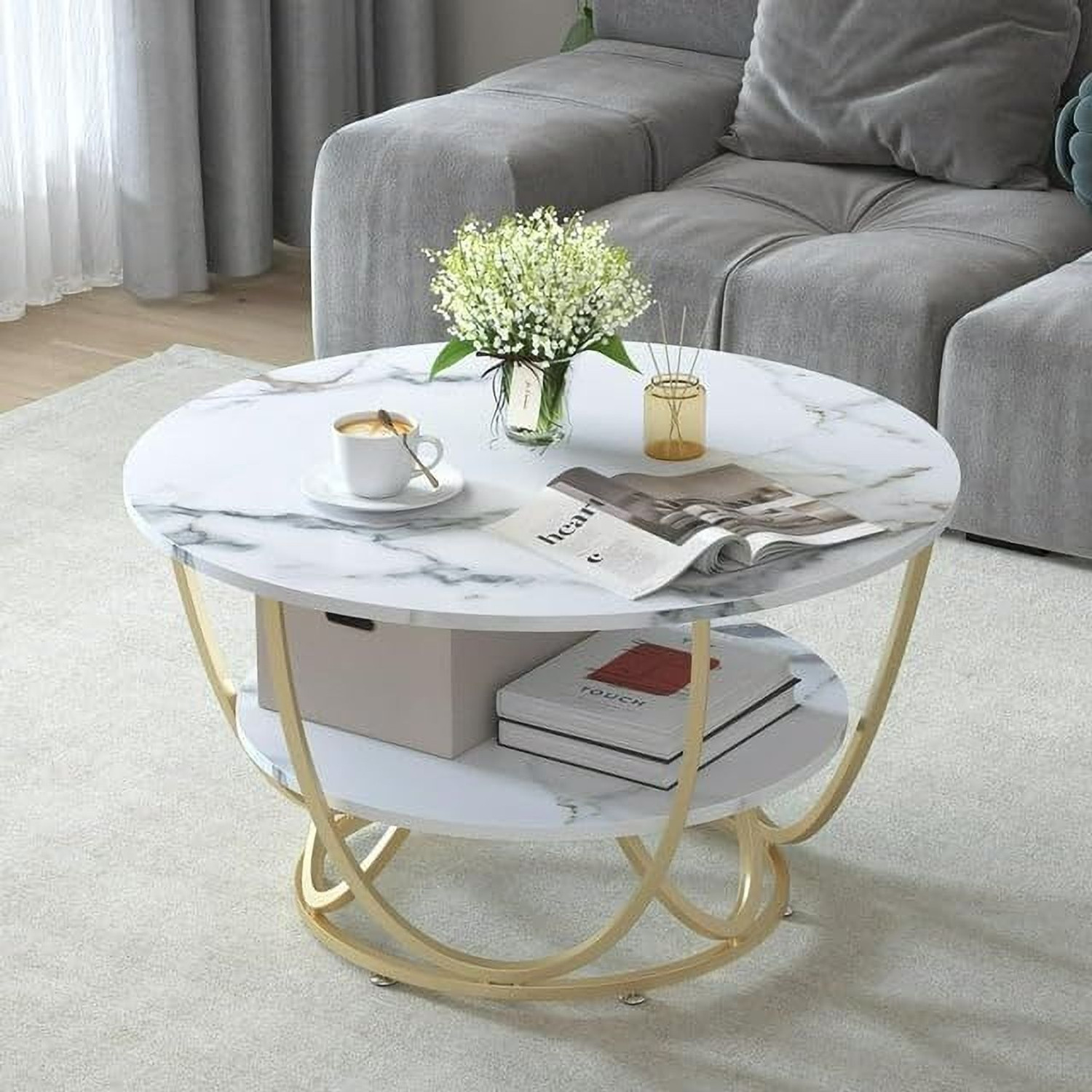 Image of Bazaar Galli Right Choice Round Shape Coffee Table Engineered Wood Coffee Table