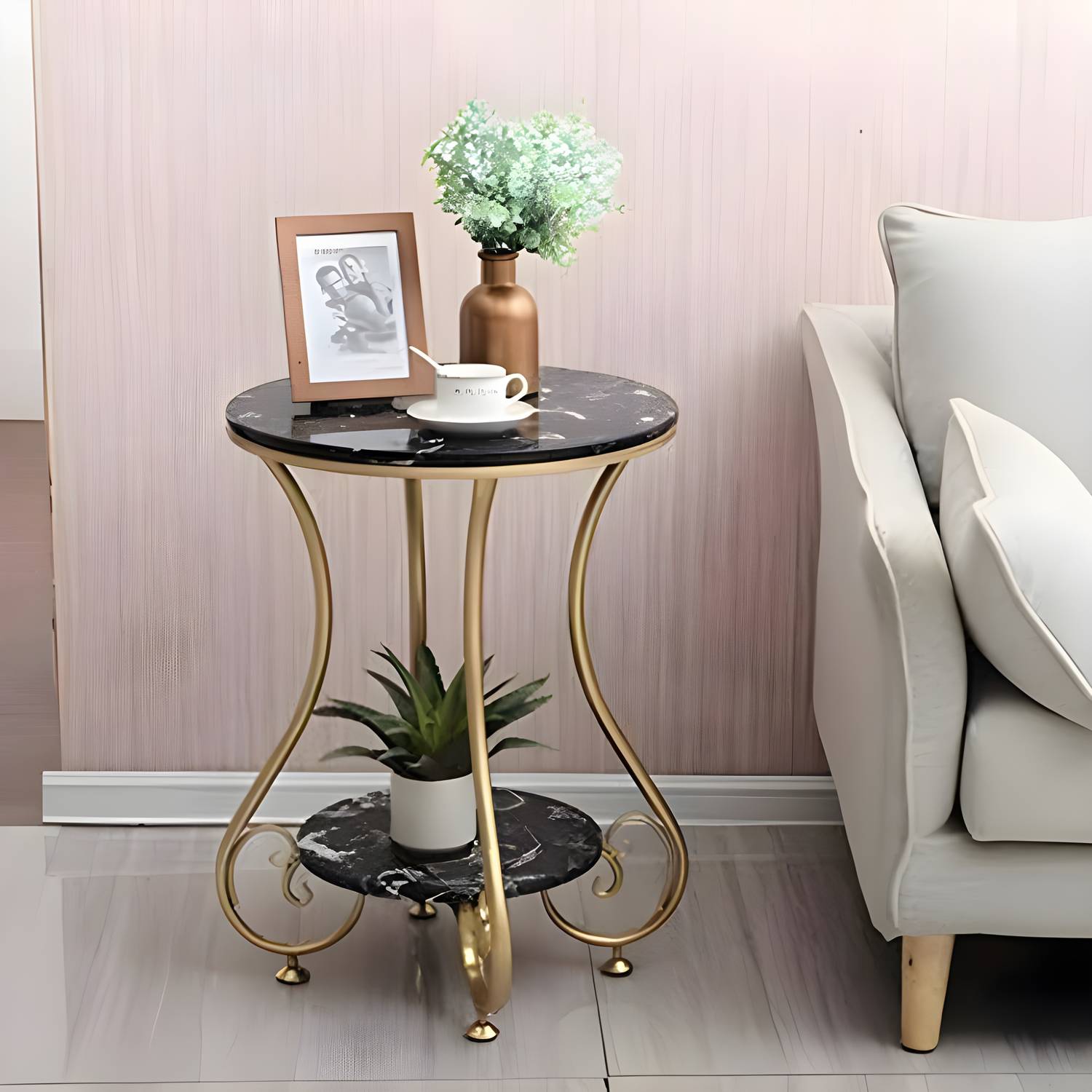 Crafty Store, with Metal Frame/Flower/(Gold & Black) Metal Coffee