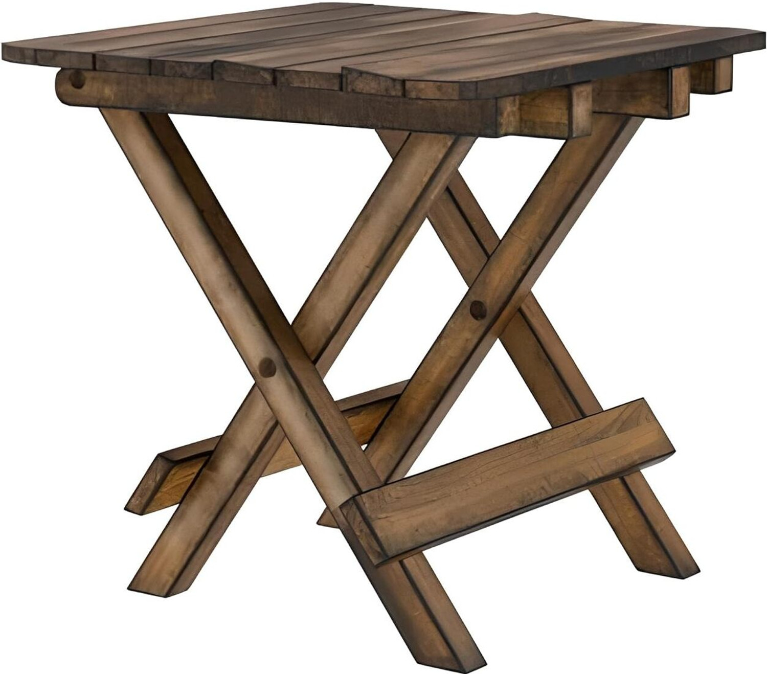 Image of etiquette art Wooden Folding Side Table - Antique Handmade Foldable Coffee Table Engineered Wood Coffee Table
