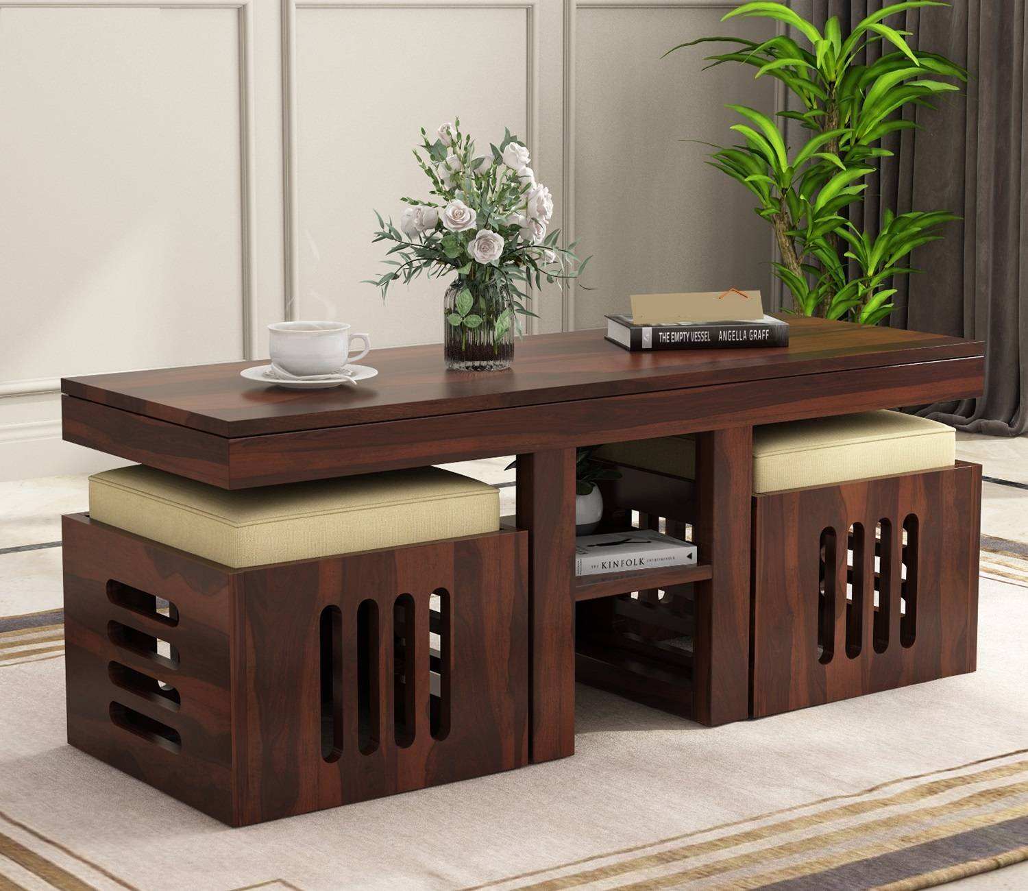 Allie Wood Solid Wood Coffee Table (Finish Color - Walnut Finish,