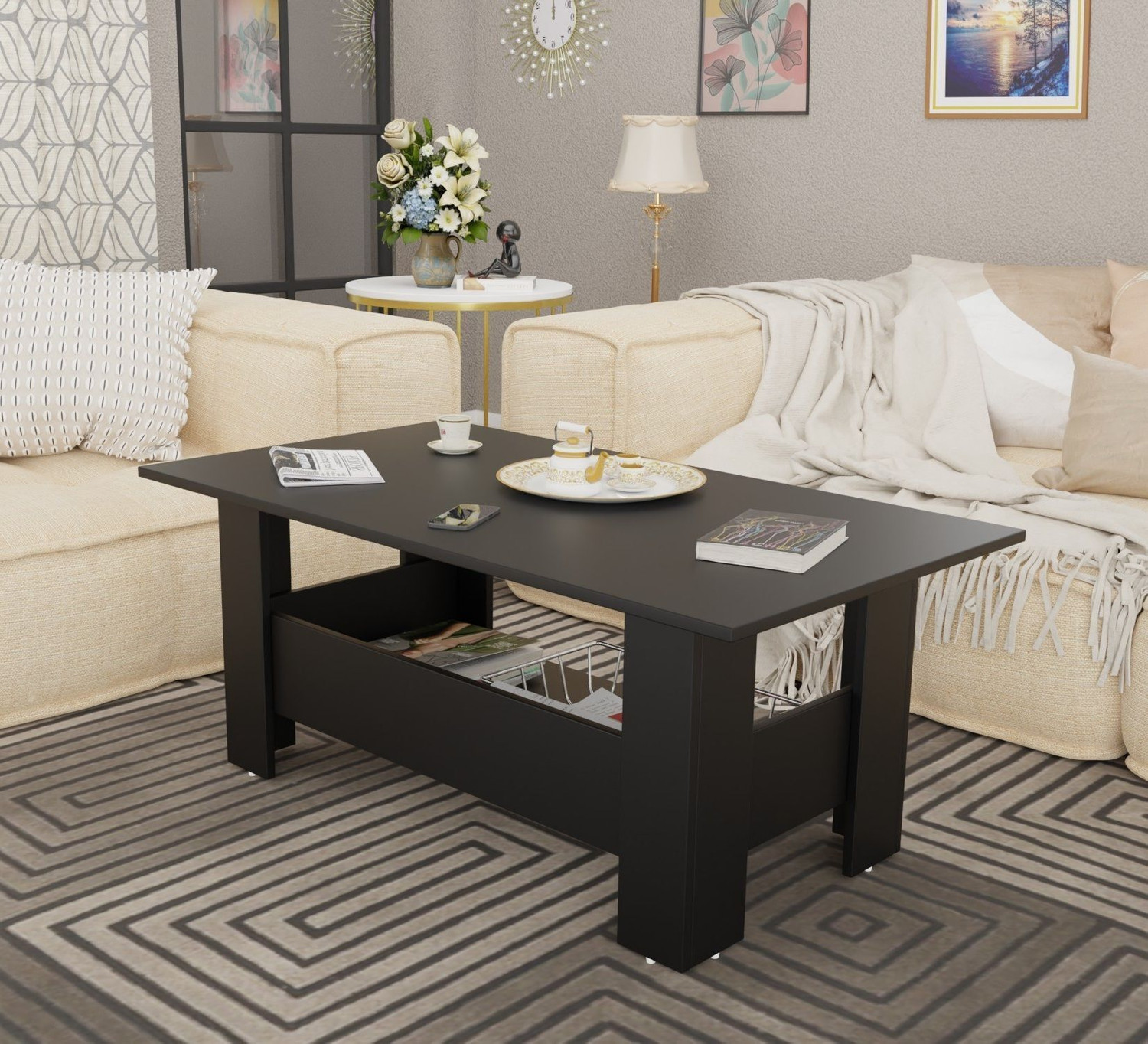 Image of Spyder Home Decore Multipurpose Coffee Table, Console Table, Sofa Table Easy To Assemble Engineered Wood Coffee Table