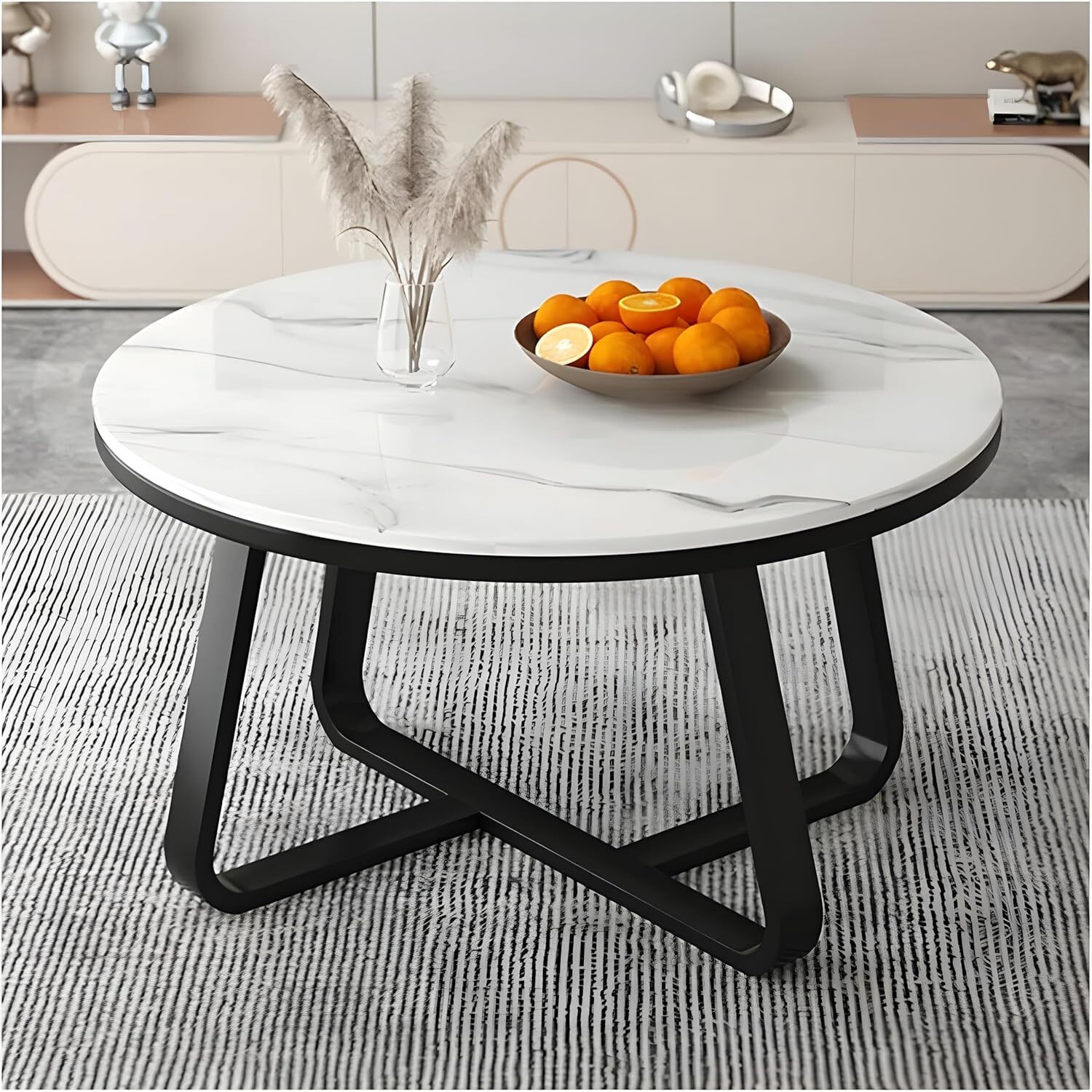 Image of Yusha handicrafts Modern Center Round Coffee Table Classic Stacking table Multipurpose Table Engineered Wood Coffee Table